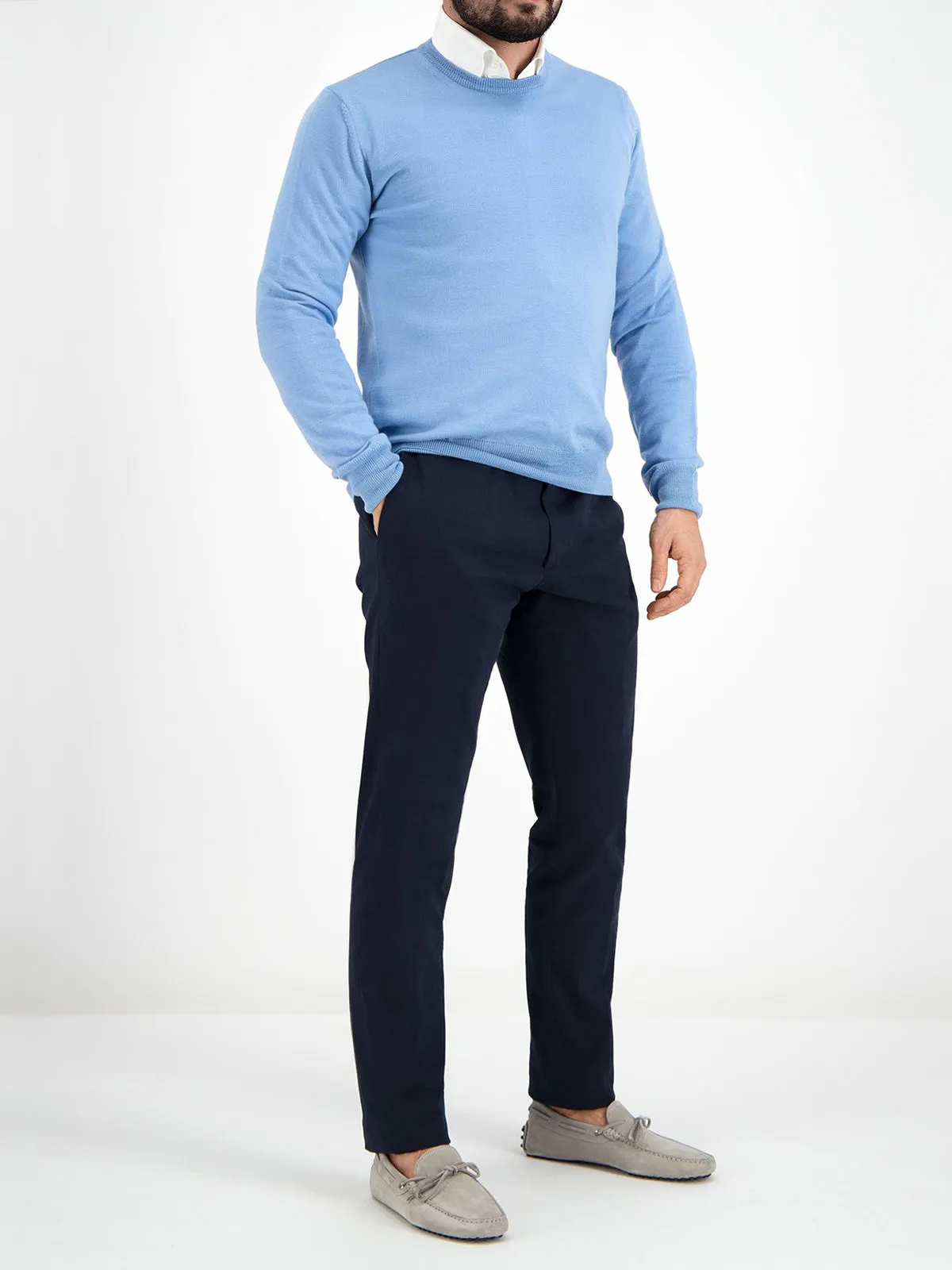 Extrafine Merino Crew Neck Sweater Light Blue