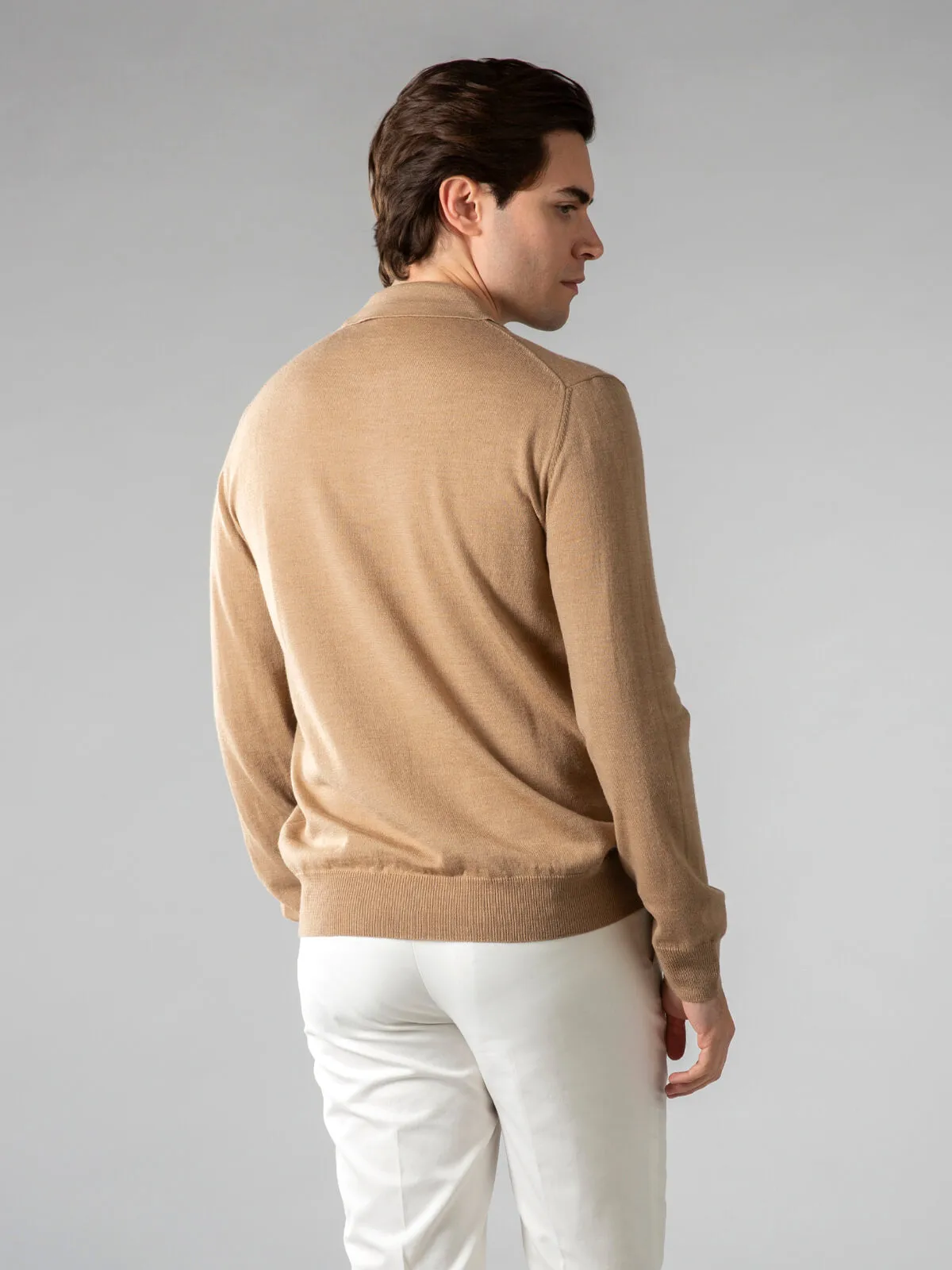 Extrafine Merino Polo Beige