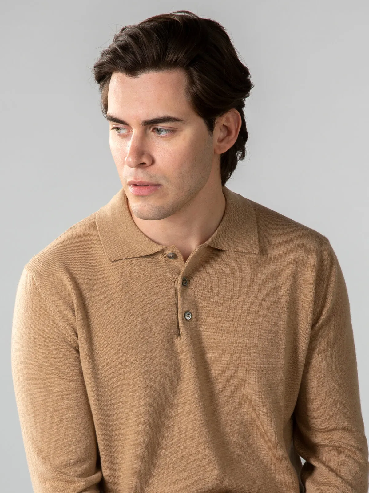 Extrafine Merino Polo Beige