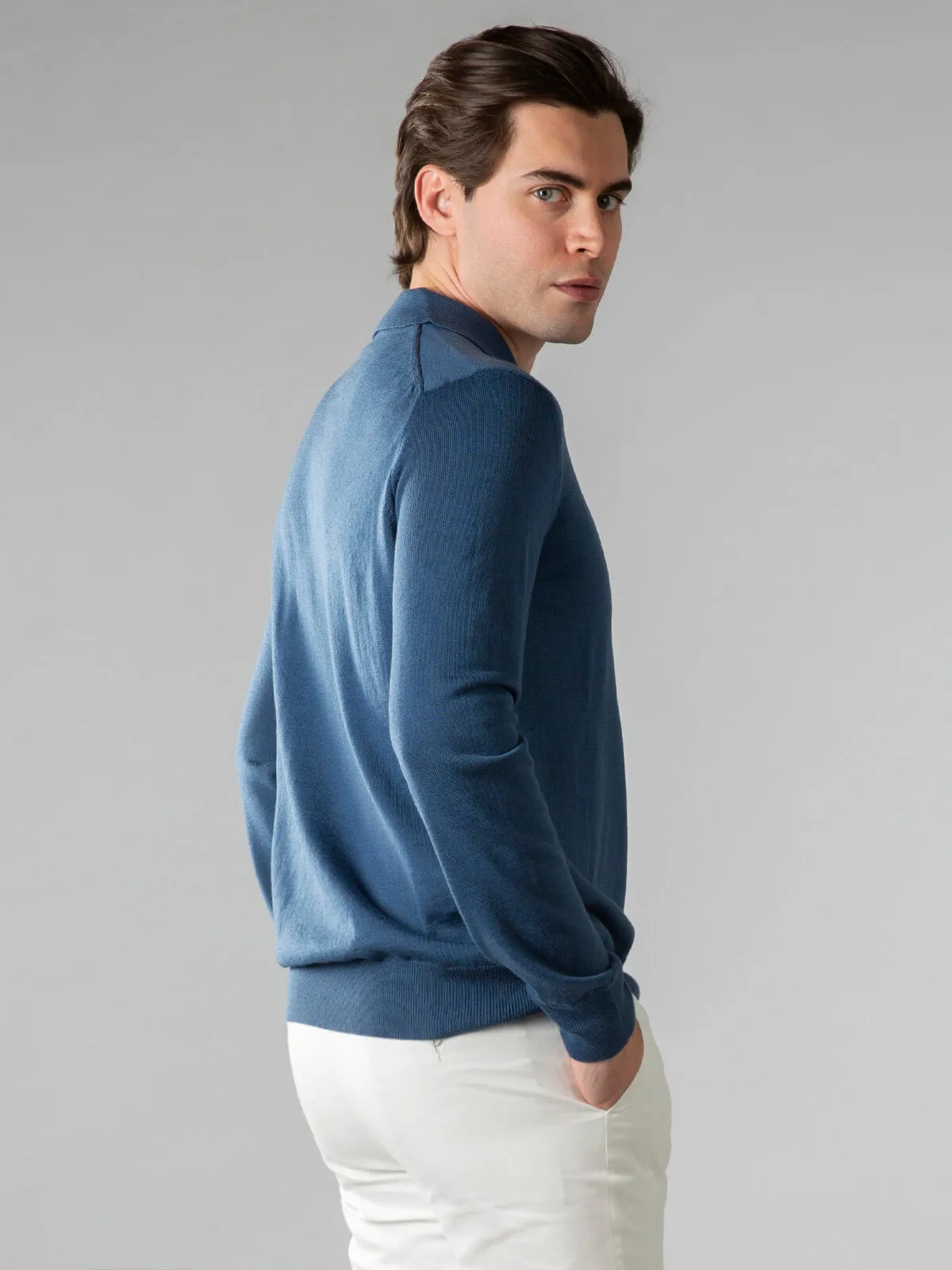 Extrafine Merino Polo Petrol