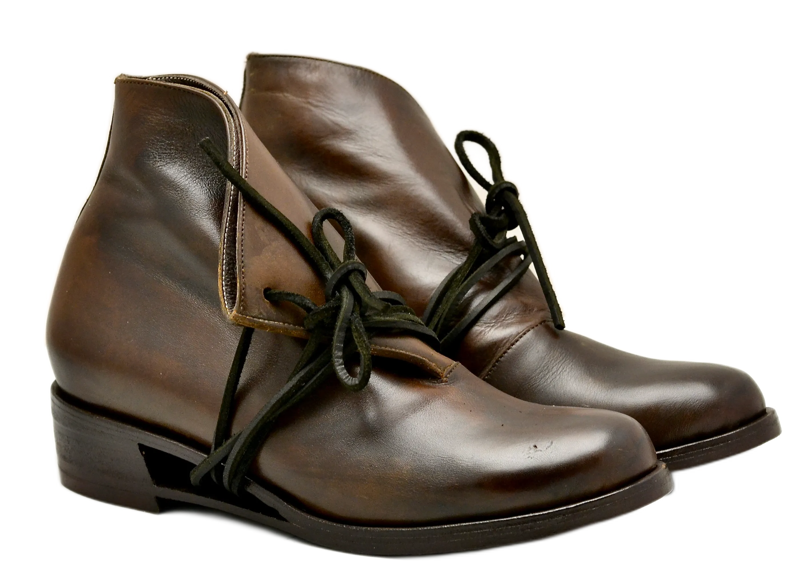 Foldover boot negative wedge |  Brown | Calf