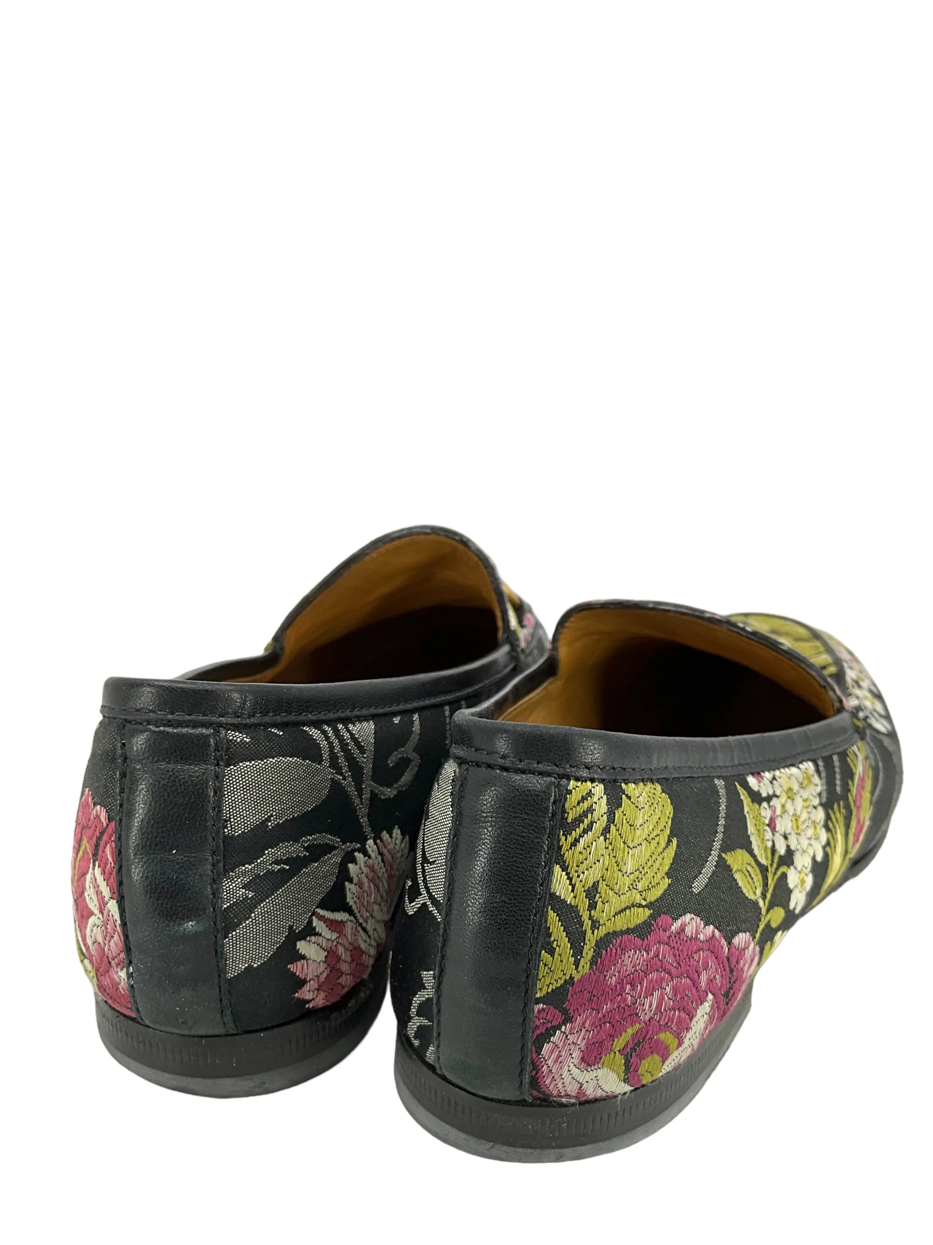 Gucci Princetown Floral Jacquard Horsebit Mules Size 5