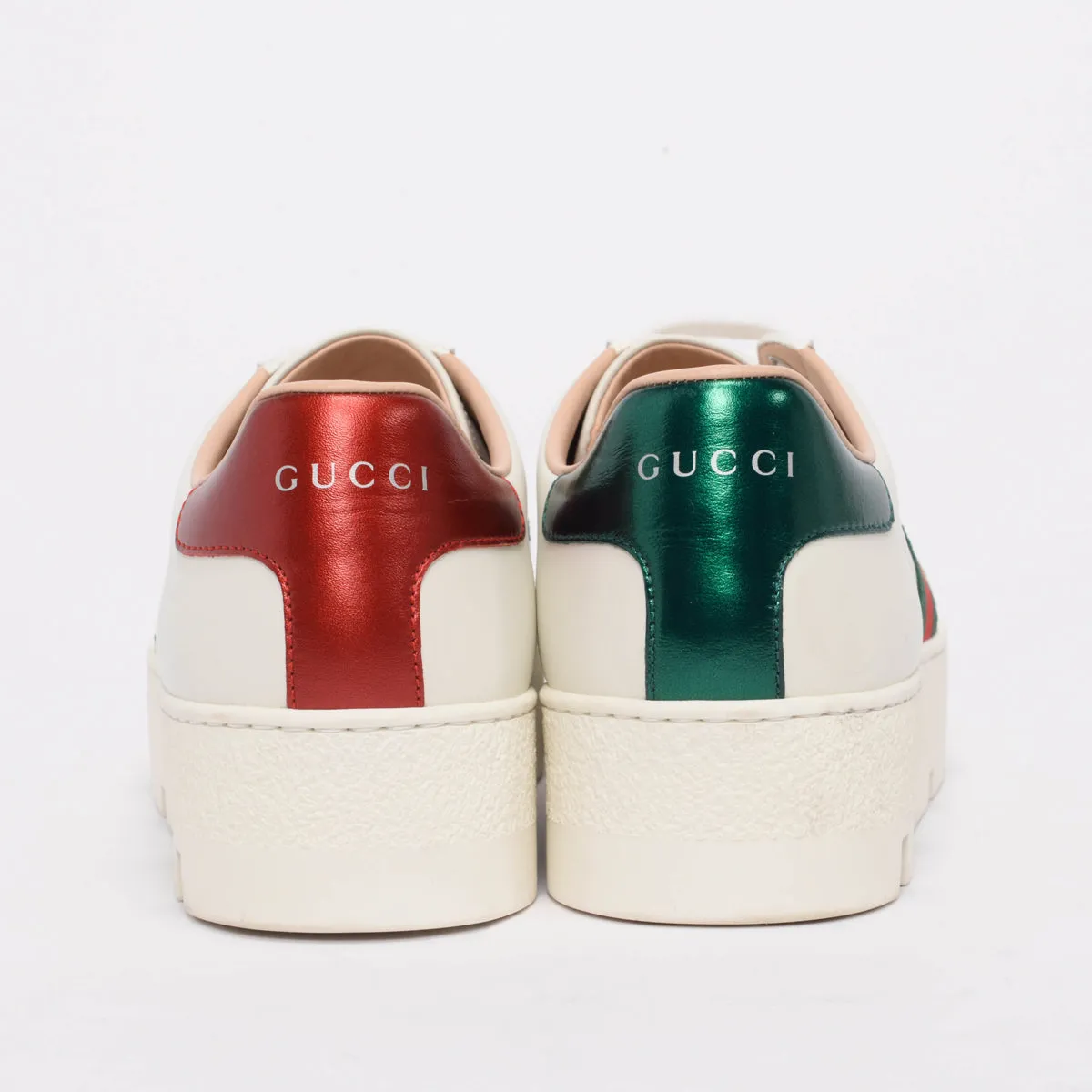 Gucci White Leather Ace Embroidered Platform Sneakers 39.5