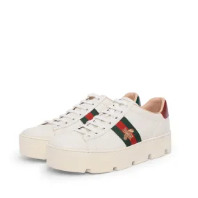 Gucci White Leather Ace Embroidered Platform Sneakers 39.5