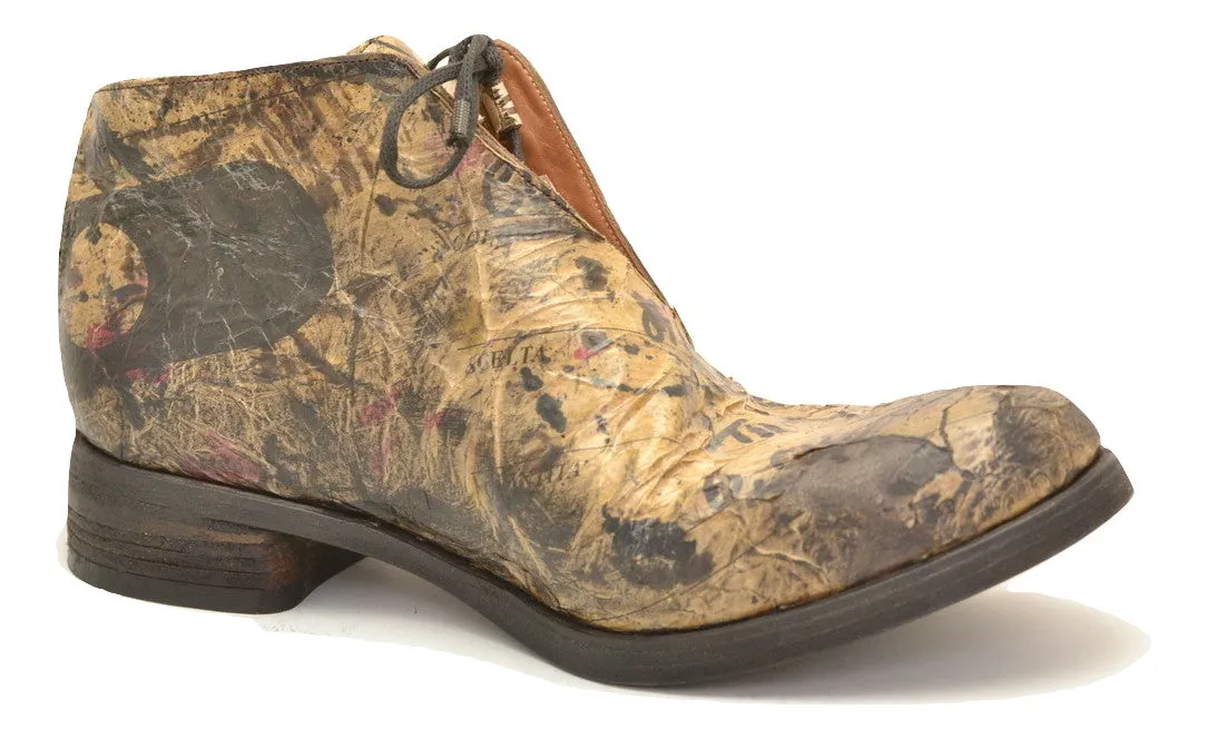 Half boot blind lace |  decoupage on cordovan