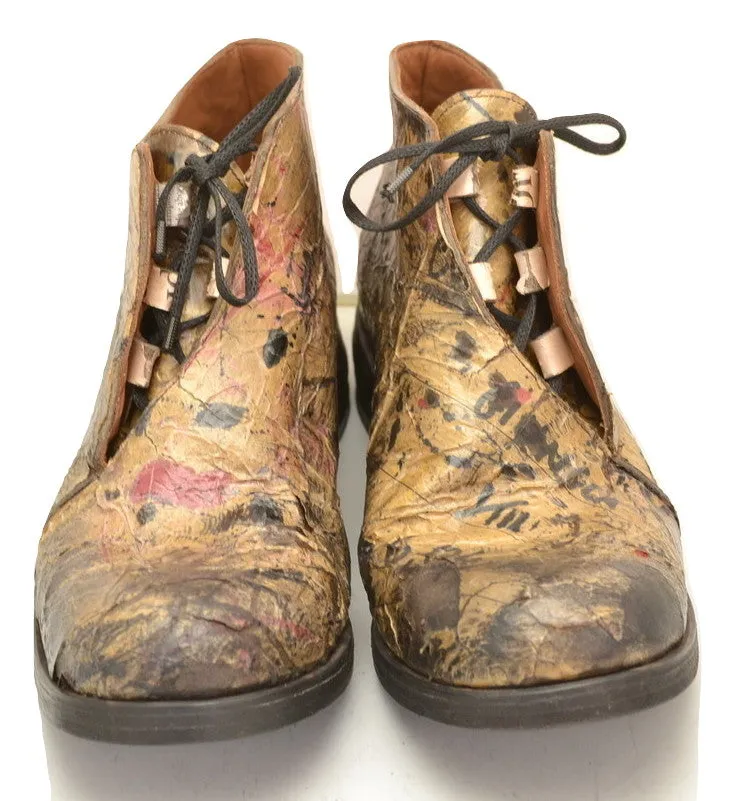 Half boot blind lace |  decoupage on cordovan