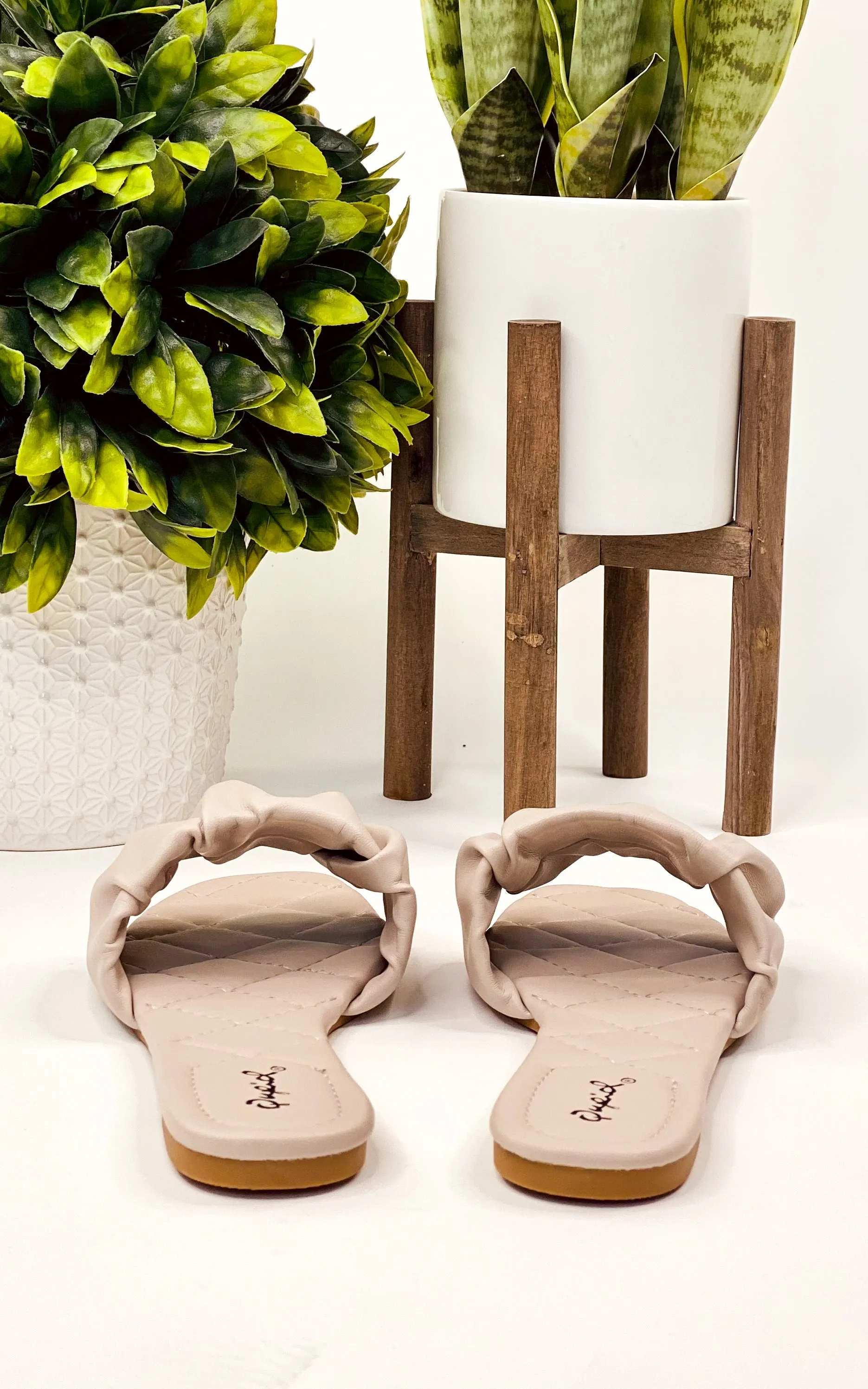 Hazy Rouched Sandal in Warm Taupe