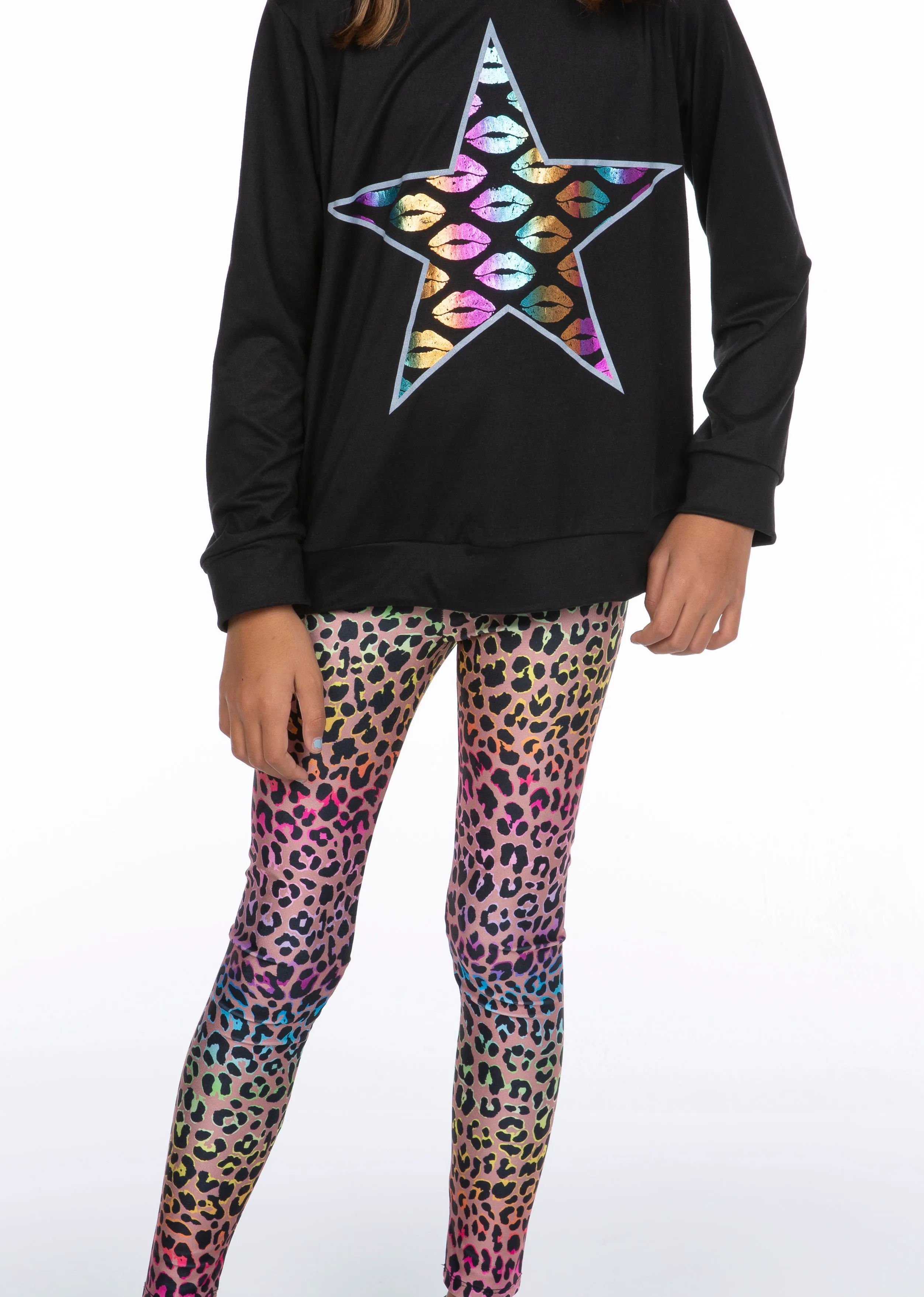 High Shine Long Legging - Leopard Neon Rainbow