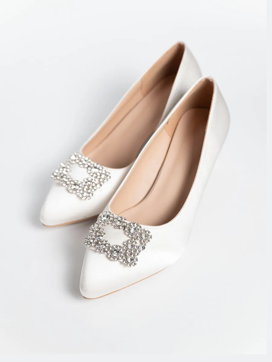 Joy Satin Rhinestone Heels