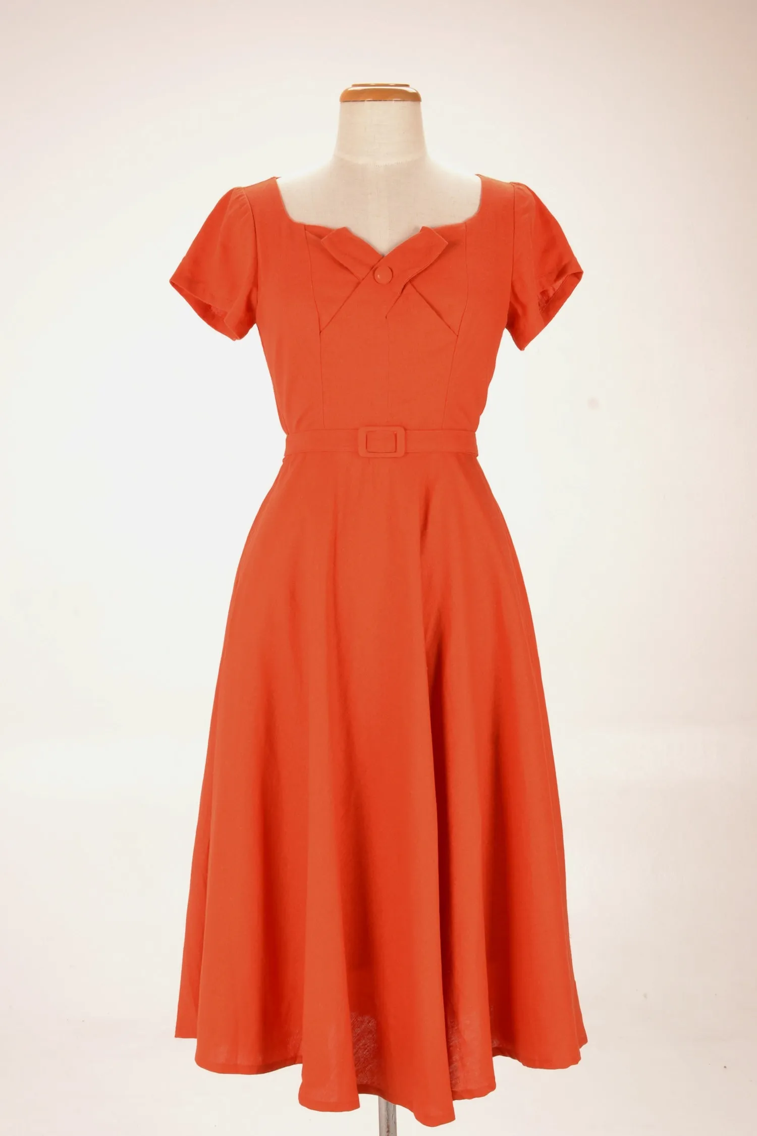 Juliet Cross Collar Burnt Orange Dress