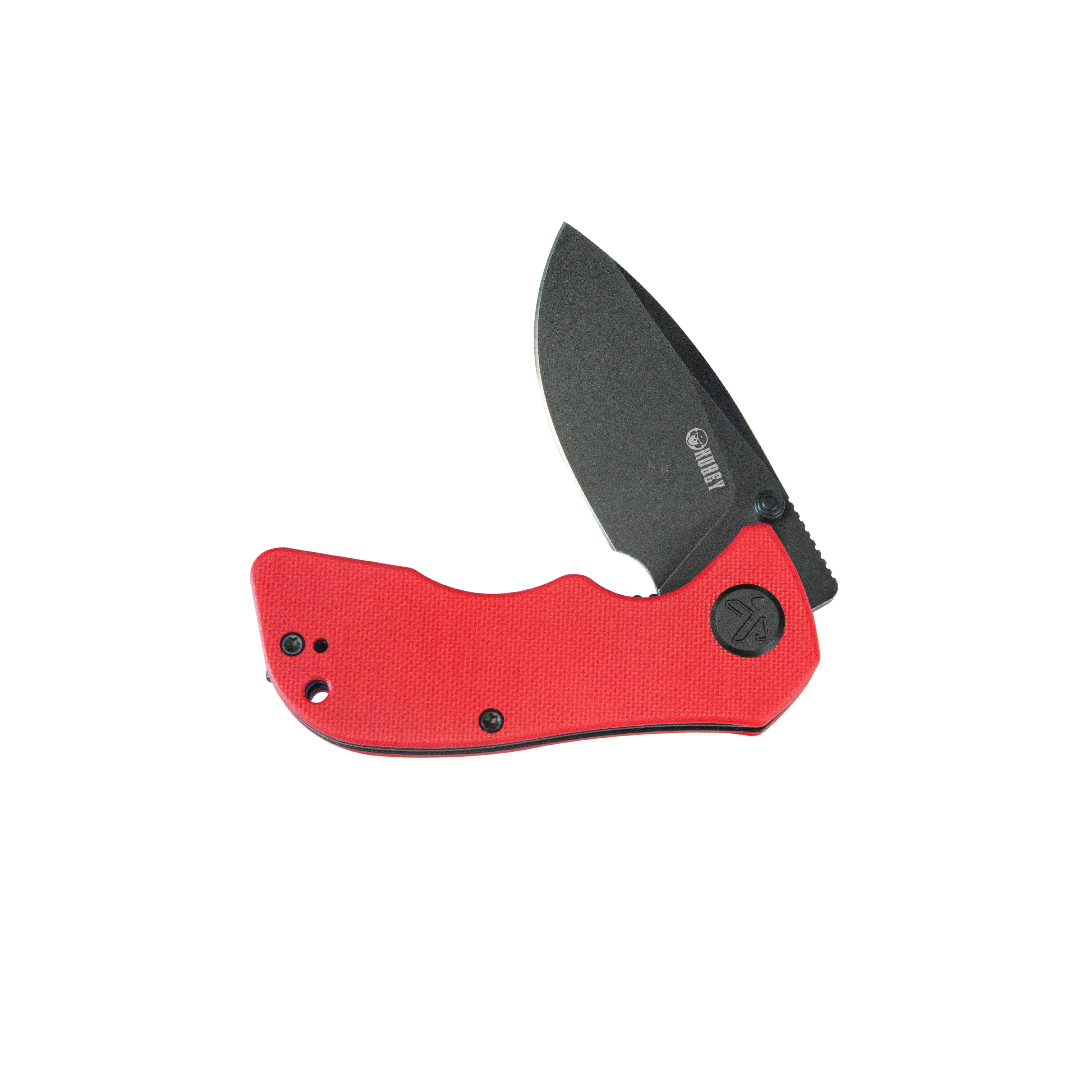 KUBEY Karaji Liner Lock Dual Thumb Studs Open Folding Pocket Knife Red G10 Handle 2.56 Blackwash 14C28N KU180O