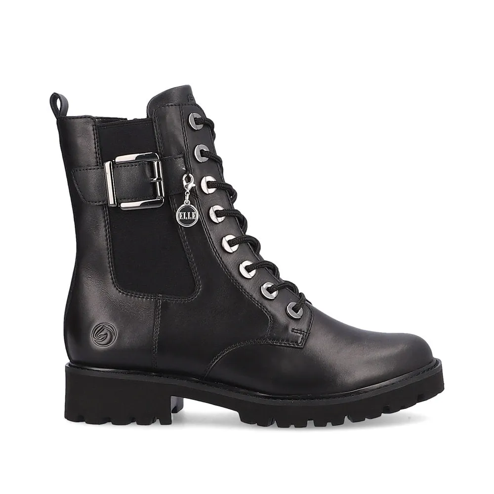 Ladies Remonte Boots Black Elle Chunky Military Style D8668-00 sale