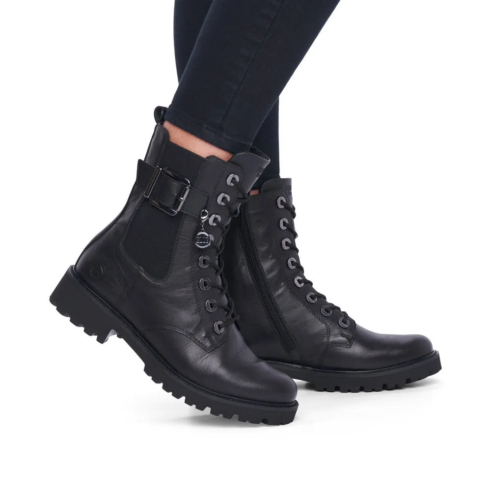 Ladies Remonte Boots Black Elle Chunky Military Style D8668-00 sale