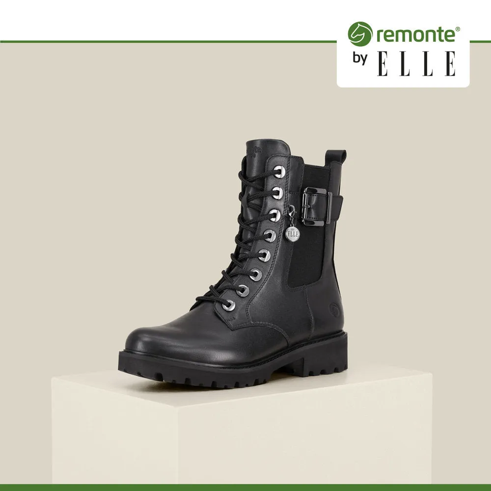 Ladies Remonte Boots Black Elle Chunky Military Style D8668-00 sale