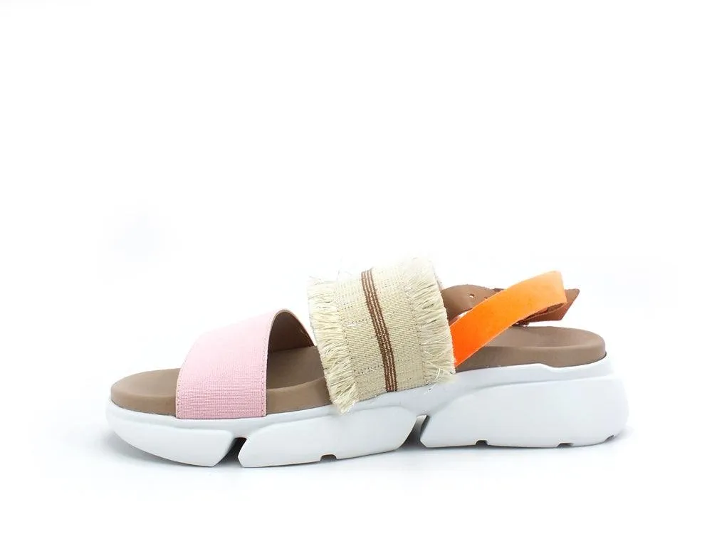 LAKE Sandal Blued Sandalo Donna Bicolor Pink Orange D41-BLU