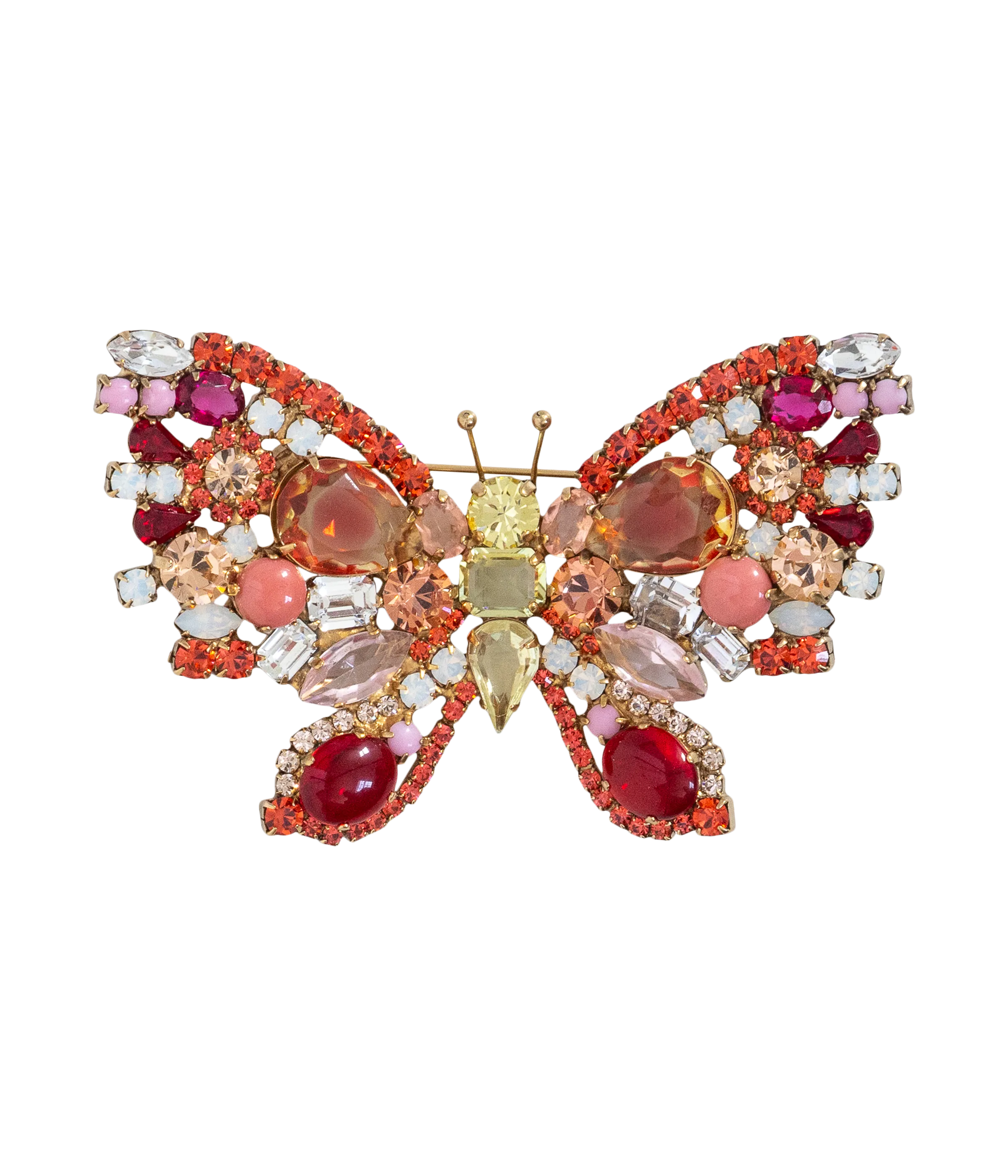 Large Butterfly in Padparadscha / Jonquil / Crystal