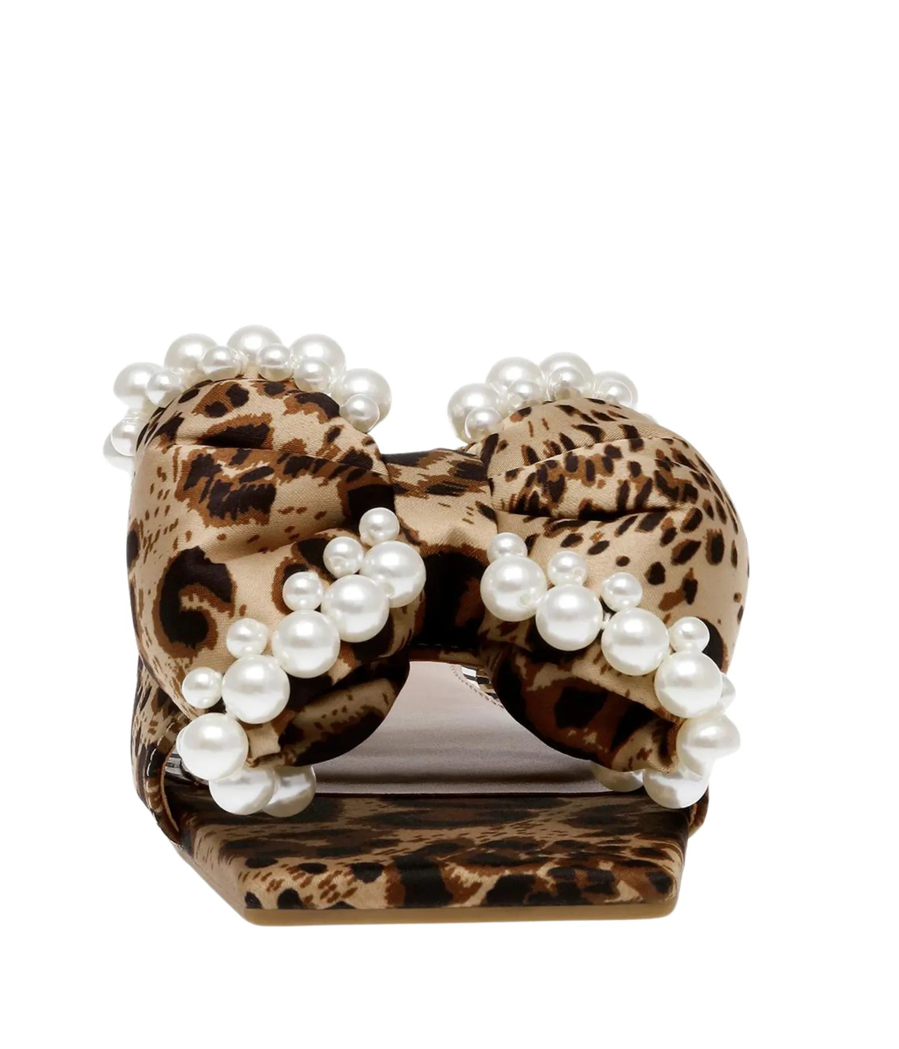 Liah Leopard Bow Sandals with Pearls