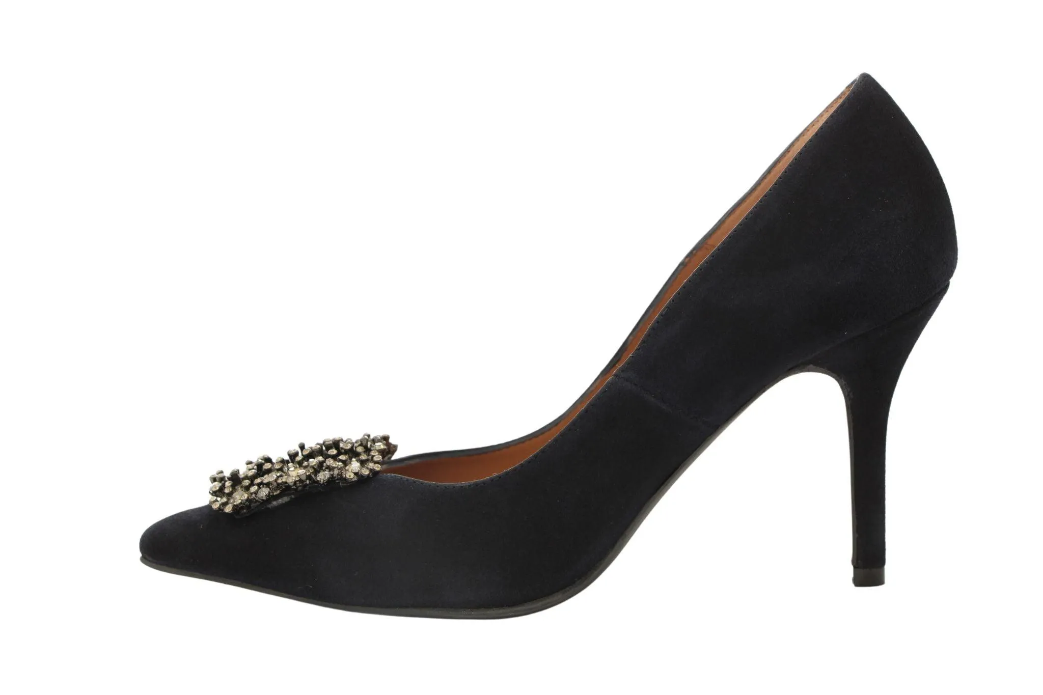 MARIAN Navy Suede Stiletto with embellished buckle