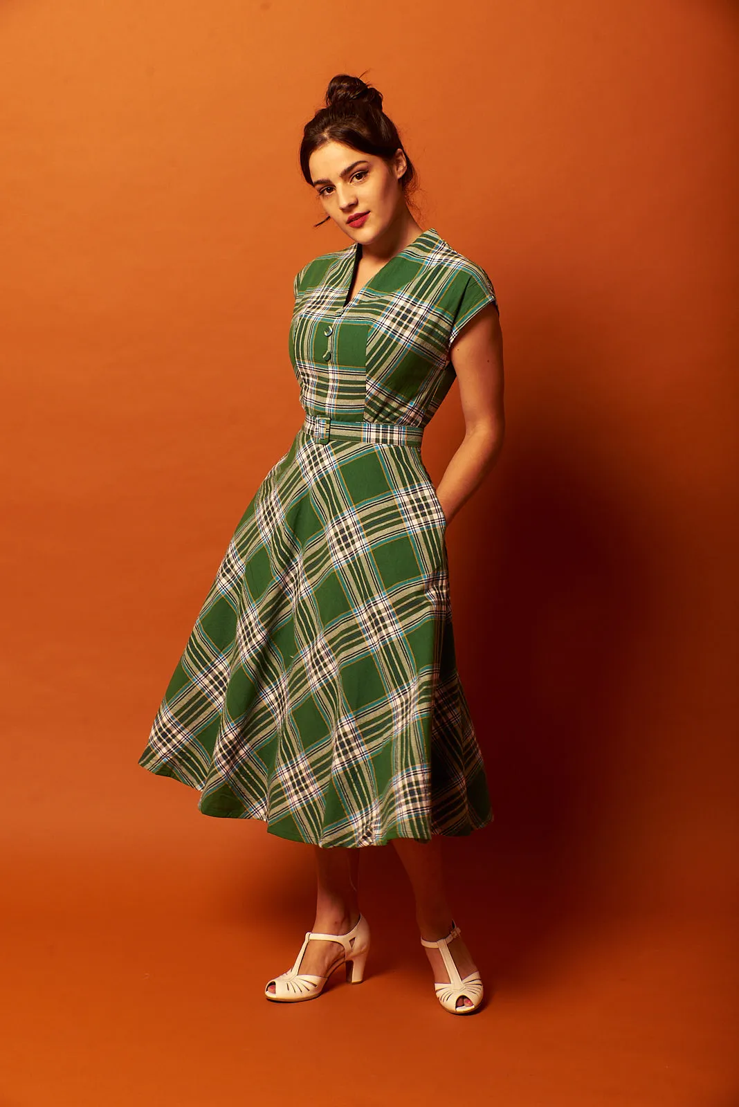 May Green & Blue Gingham Dress