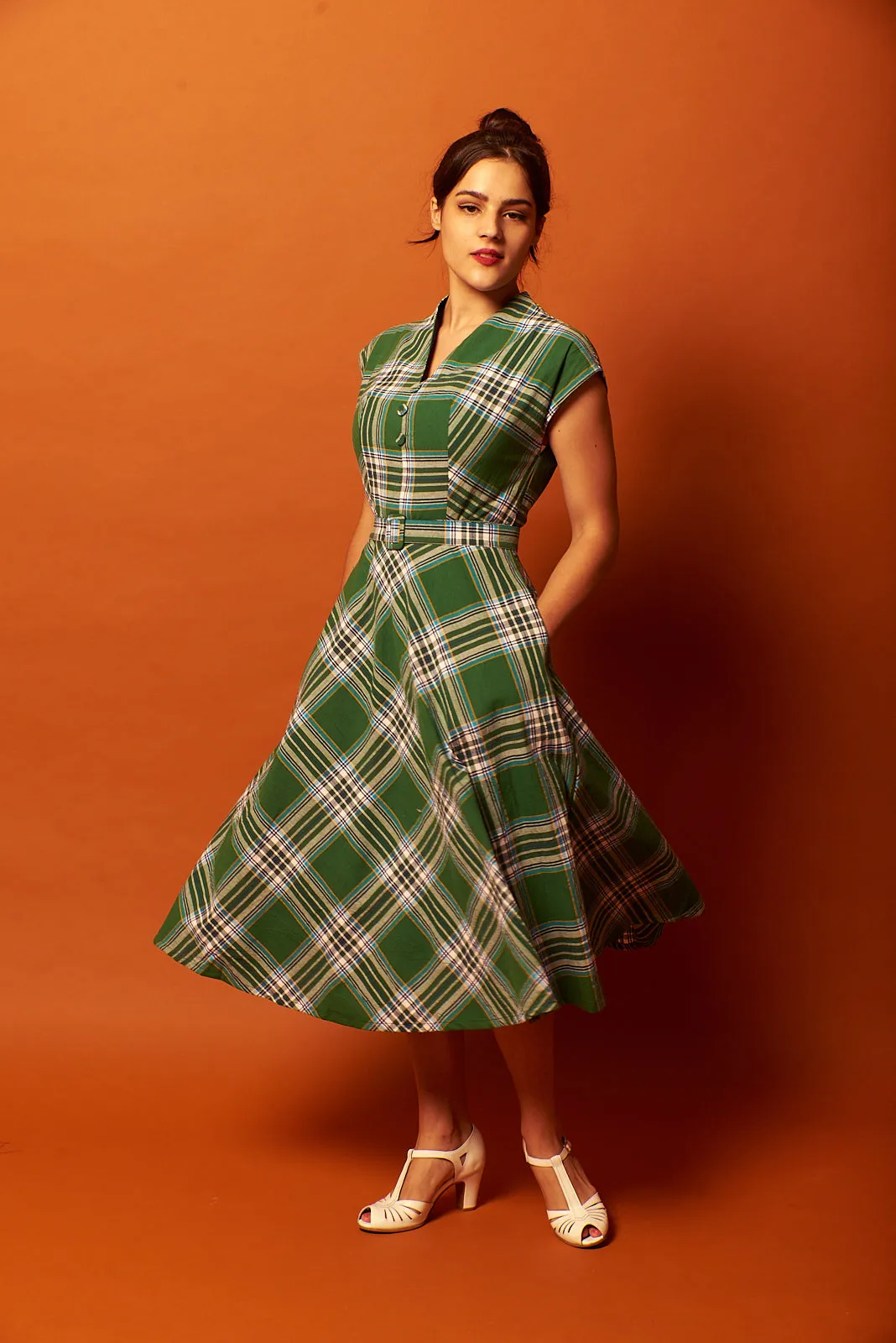 May Green & Blue Gingham Dress