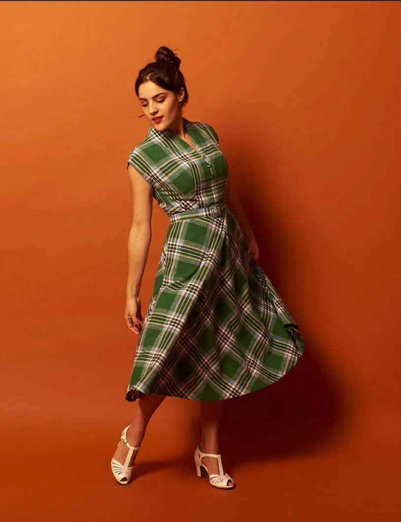 May Green & Blue Gingham Dress