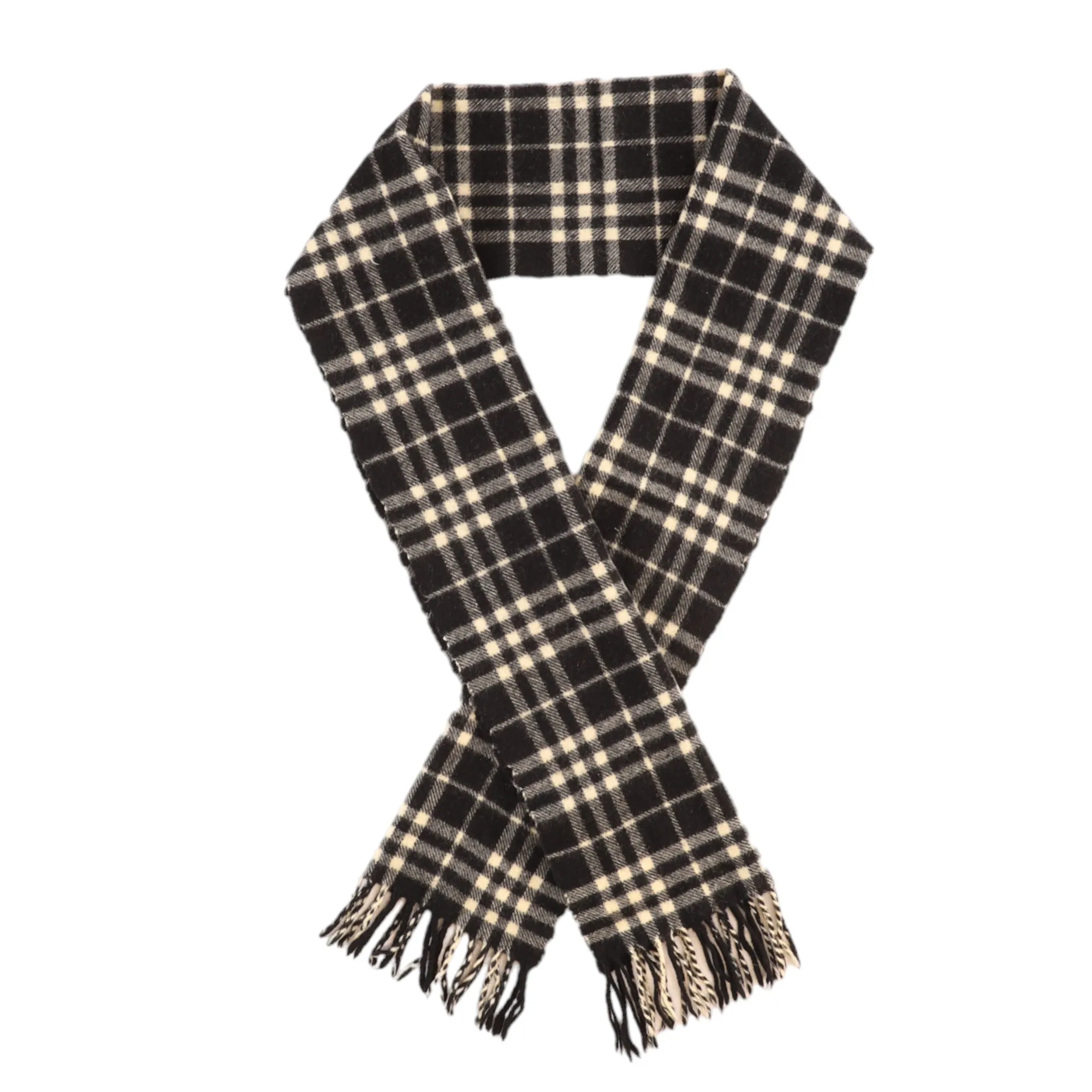 Men's Checkered Lambswool Scarf Black