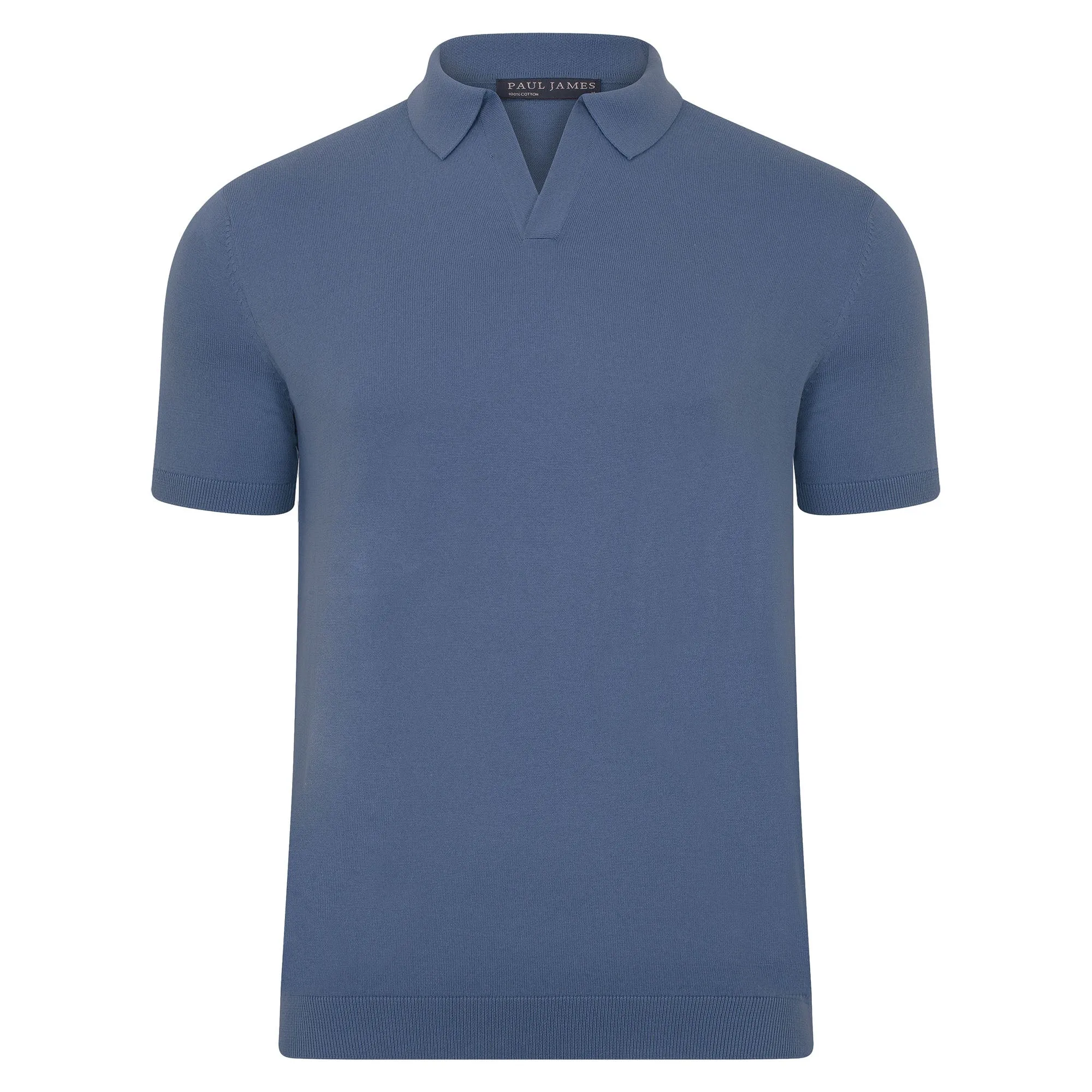 Mens Ultra Fine Cotton Buttonless Polo Shirt