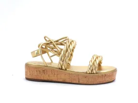 MICHAEL KORS Marina Sandal Sandalo Listini Intrecciati Gold 40S1MRFA2M