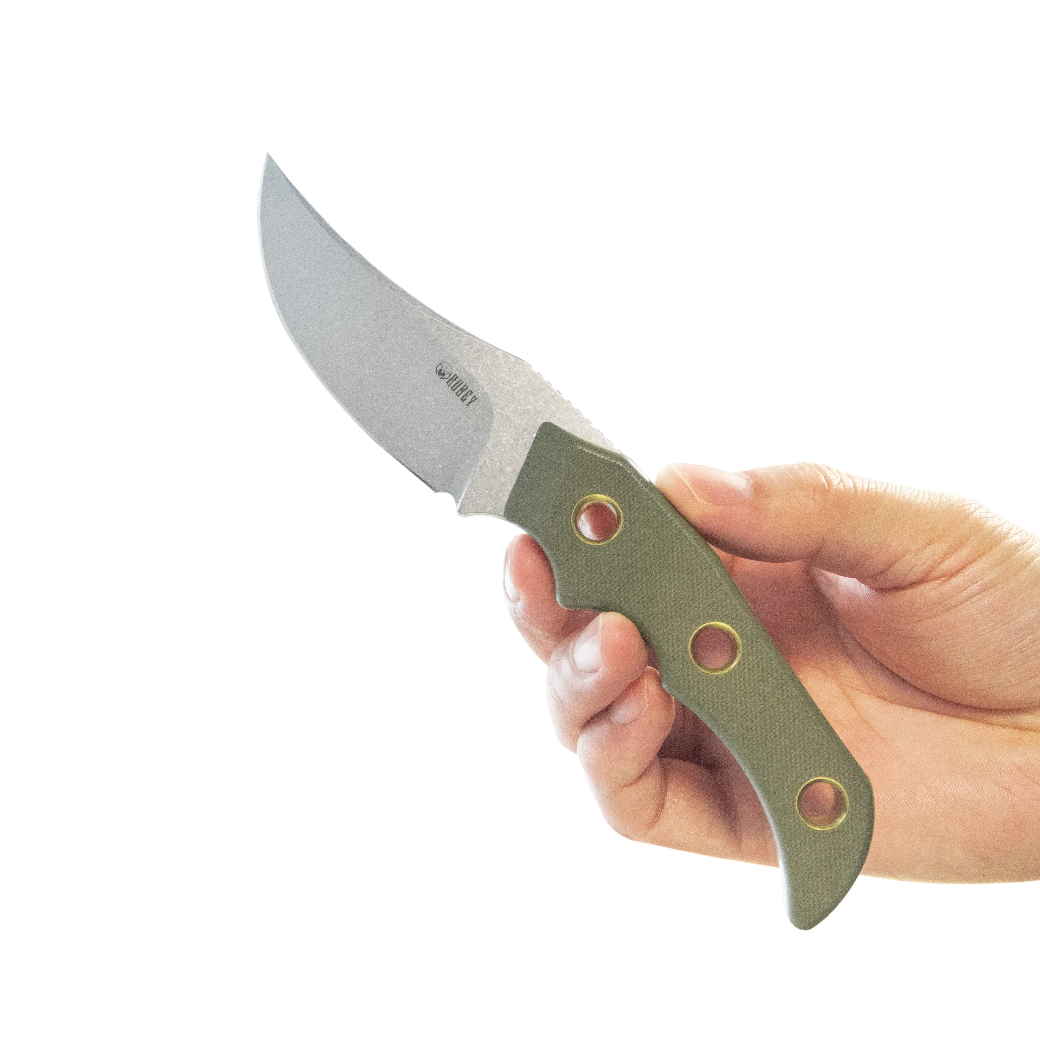 Mikkel Willumsen Design Blade Hunter Clip Point EDC Fixed Blade Knife Green G10 Handle 3.38 Beadblast 14C28N KU375C