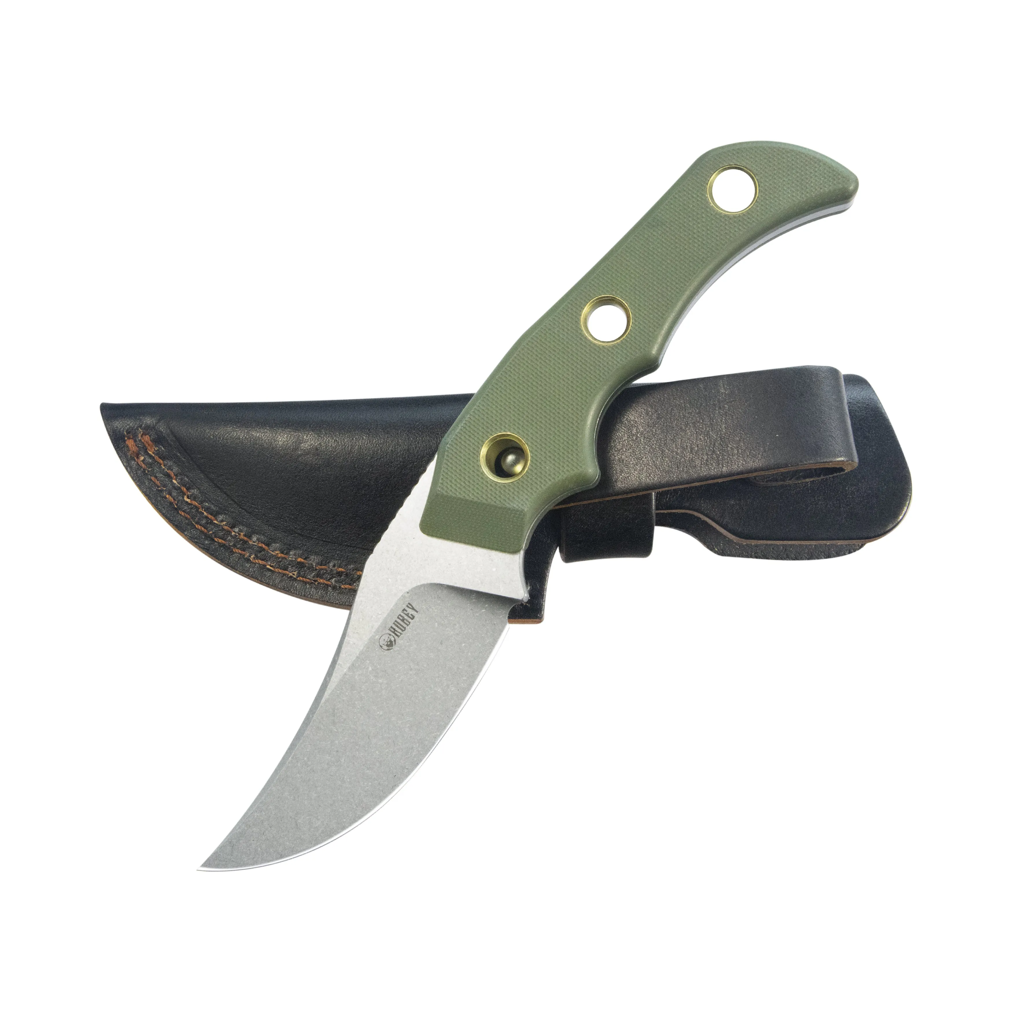 Mikkel Willumsen Design Blade Hunter Clip Point EDC Fixed Blade Knife Green G10 Handle 3.38 Beadblast 14C28N KU375C