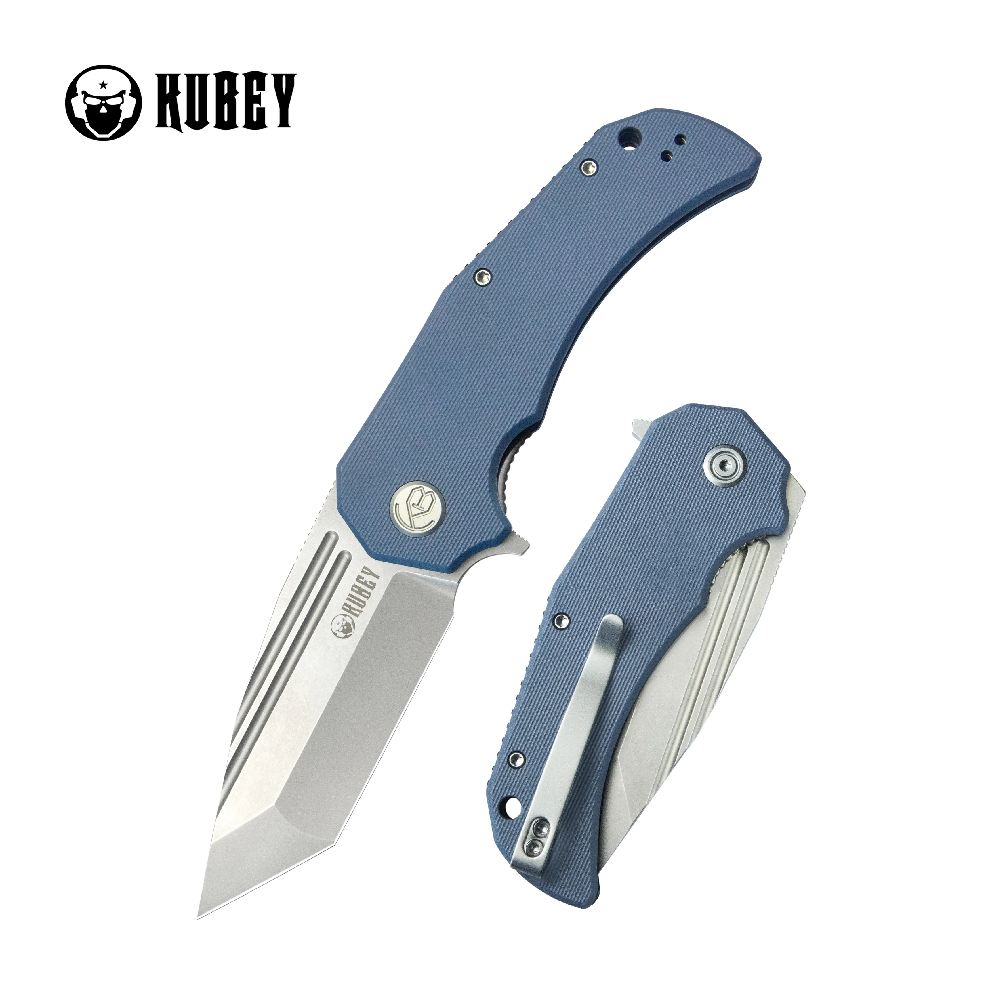 Mikkel Willumsen Design Bravo one Tanto Outdoor Folding Camping Knife Blue G10 Handle 3.39 Beadblast AUS-10 KU318E