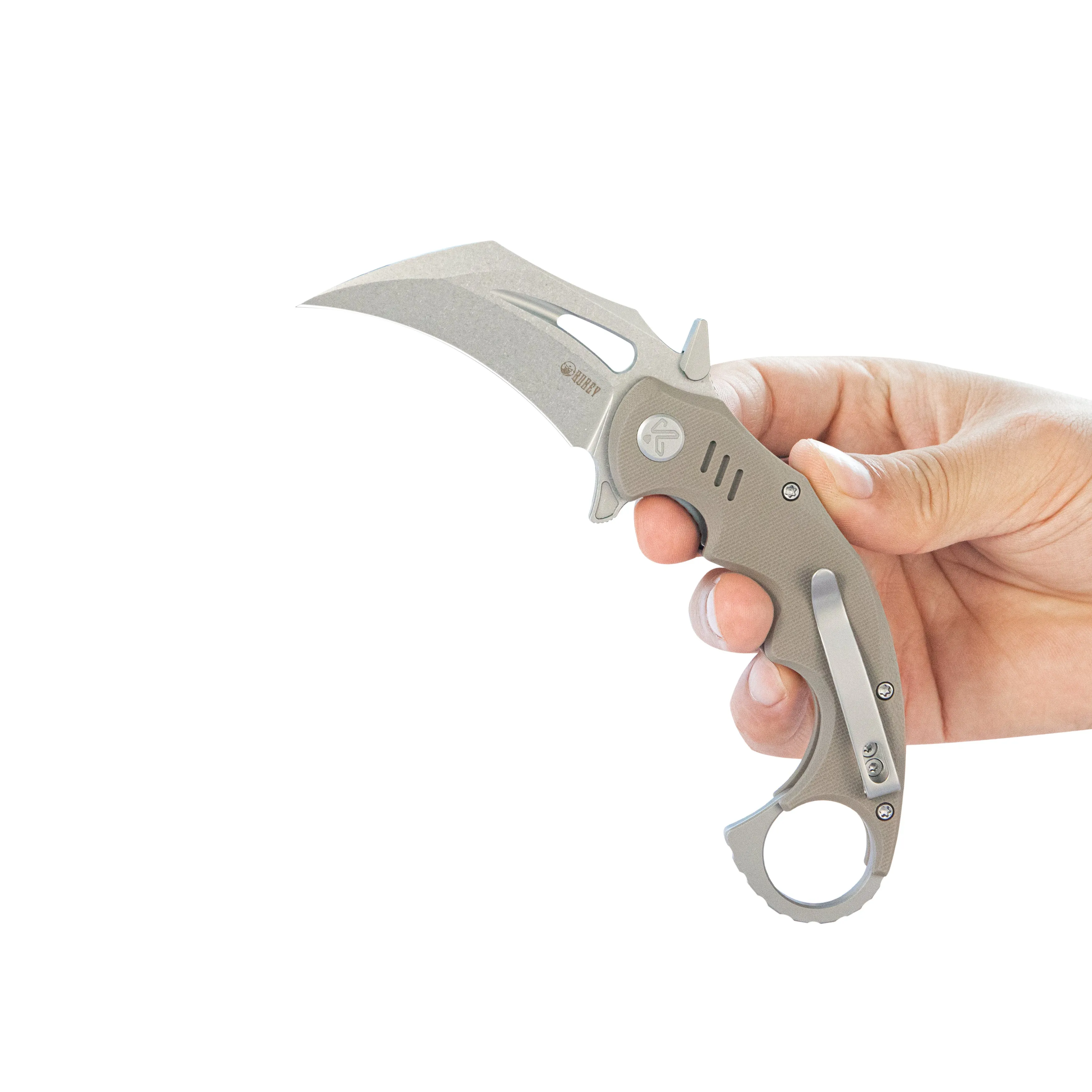 Mini Wrath Karambit Folding Knife Tan G-10 Handle 2.44 Beadblast 14C28N Blade KU262C