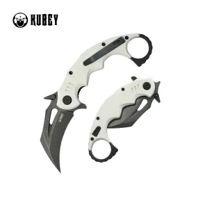 Mini Wrath Karambit Folding Knife White G-10 Handle 2.44 Blackwash 14C28N Blade KU262I