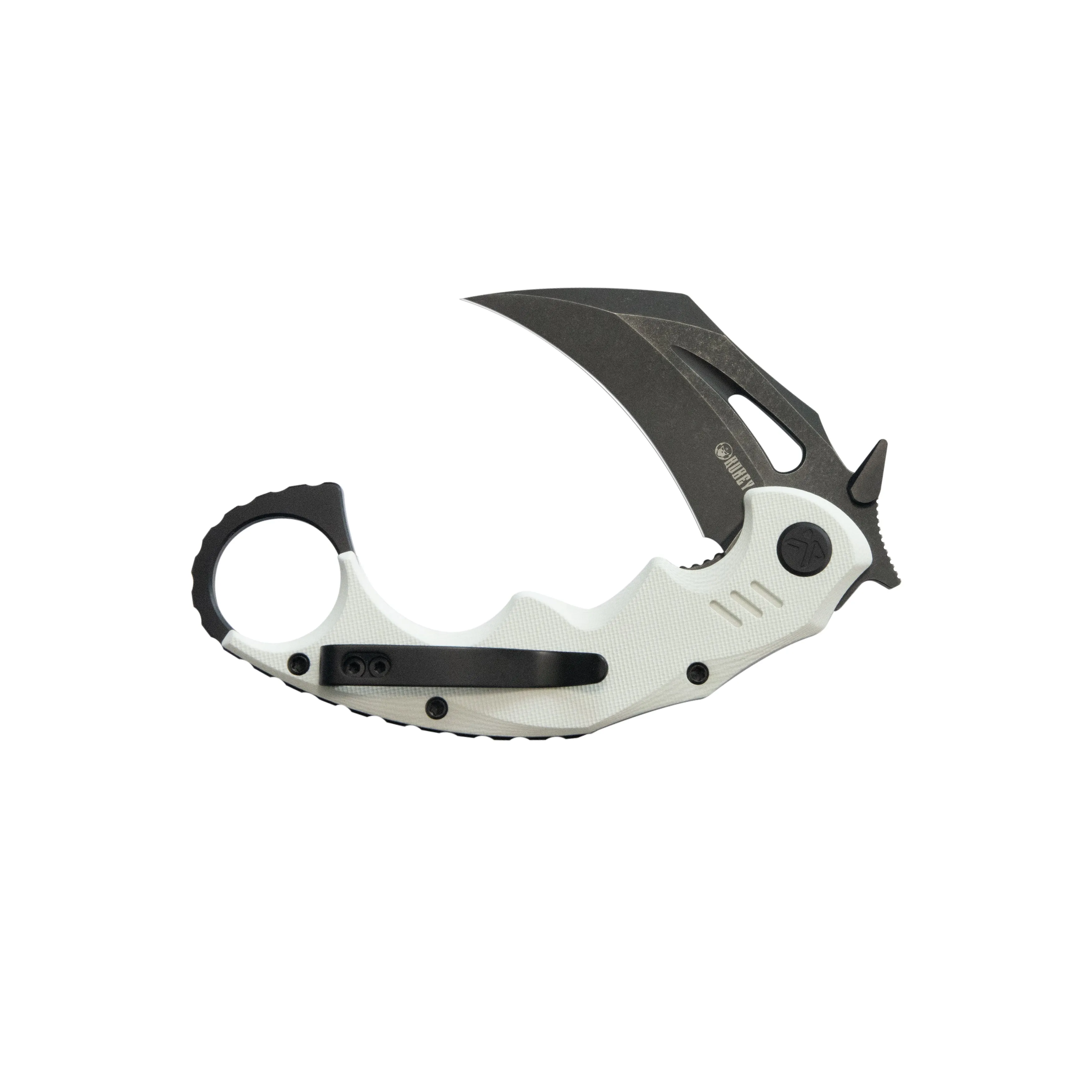 Mini Wrath Karambit Folding Knife White G-10 Handle 2.44 Blackwash 14C28N Blade KU262I