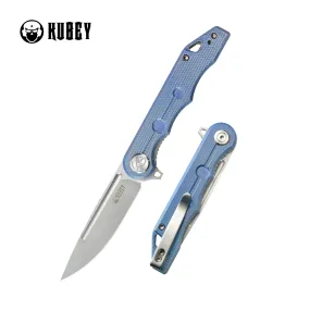 Mizo Liner Lock Flipper Folding Knife Blue Micarta Handle 3.15 Bead Blast AUS-10 KU312O