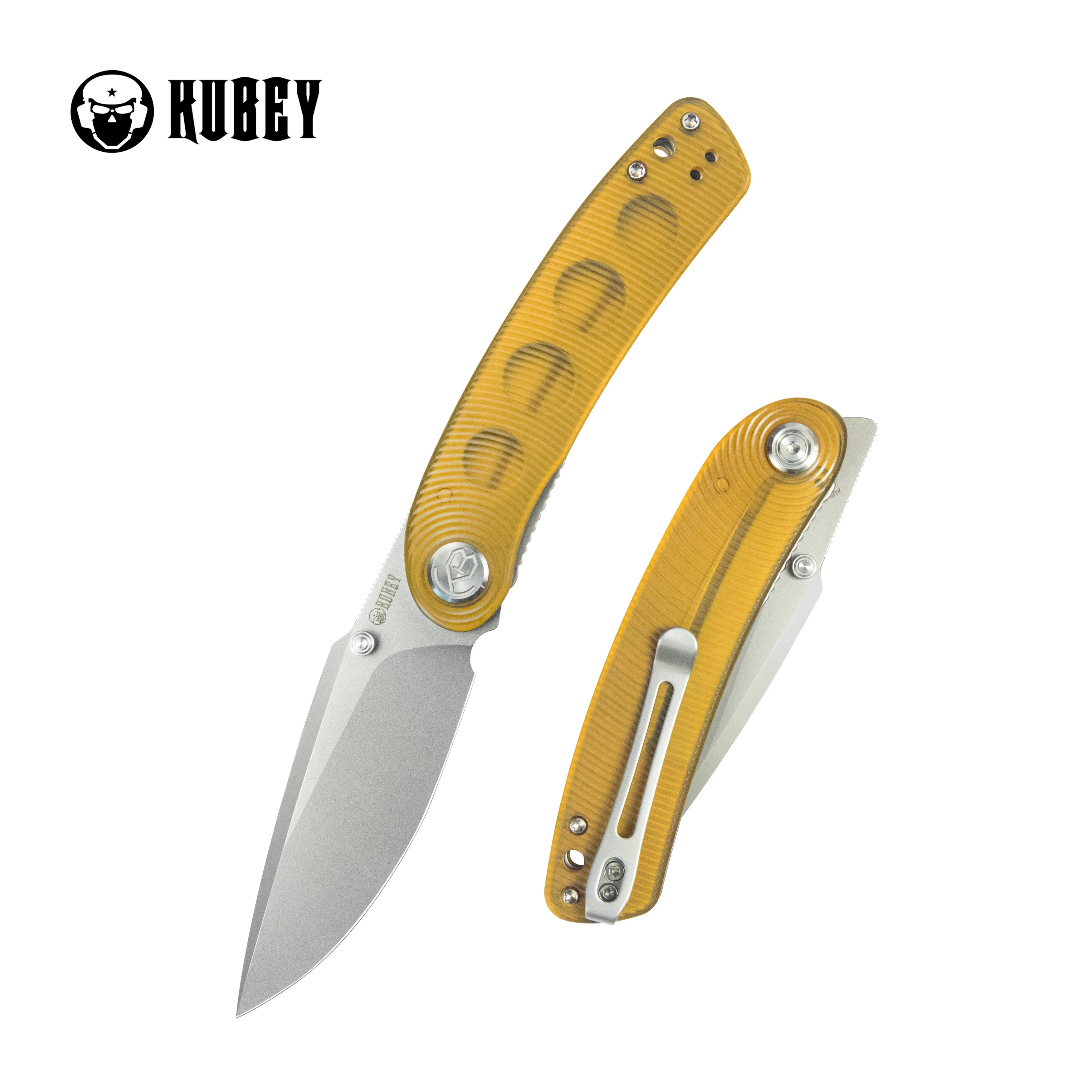 Momentum Sherif Manganas Design Liner Lock Front Flipper / Dual Studs Open Folding Knife Ultem Handle 3.43 Bead Blasted AUS-10 KU344M