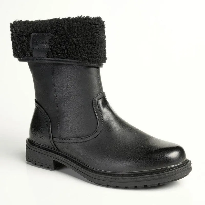 Pierre Cardin Fur Collar Ankle Boot - Black