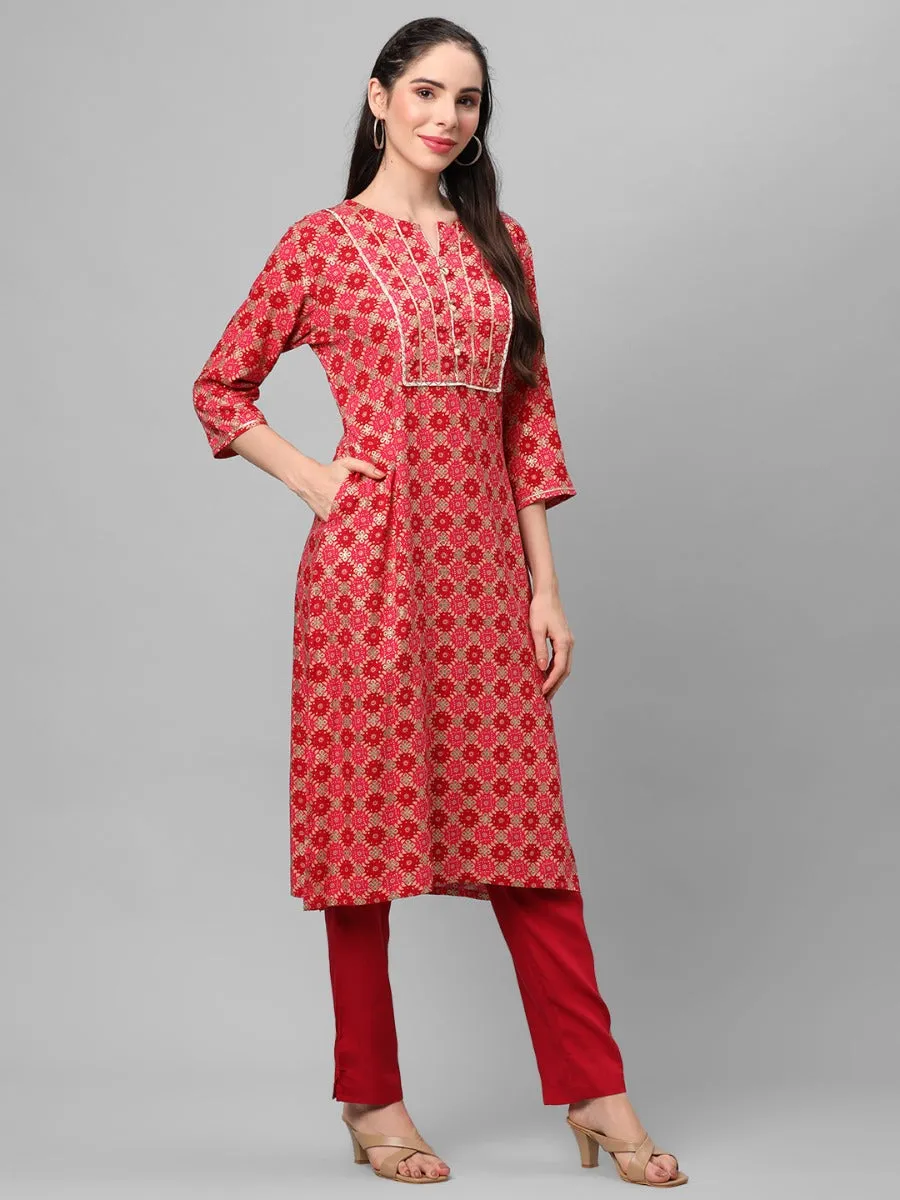 Pink Ornamental Printed Kurta With Trouser