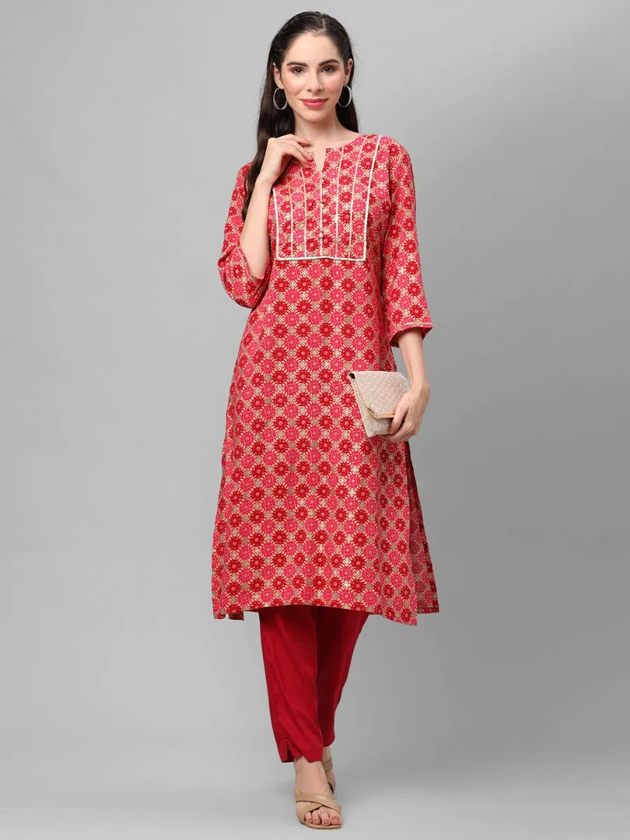 Pink Ornamental Printed Kurta With Trouser