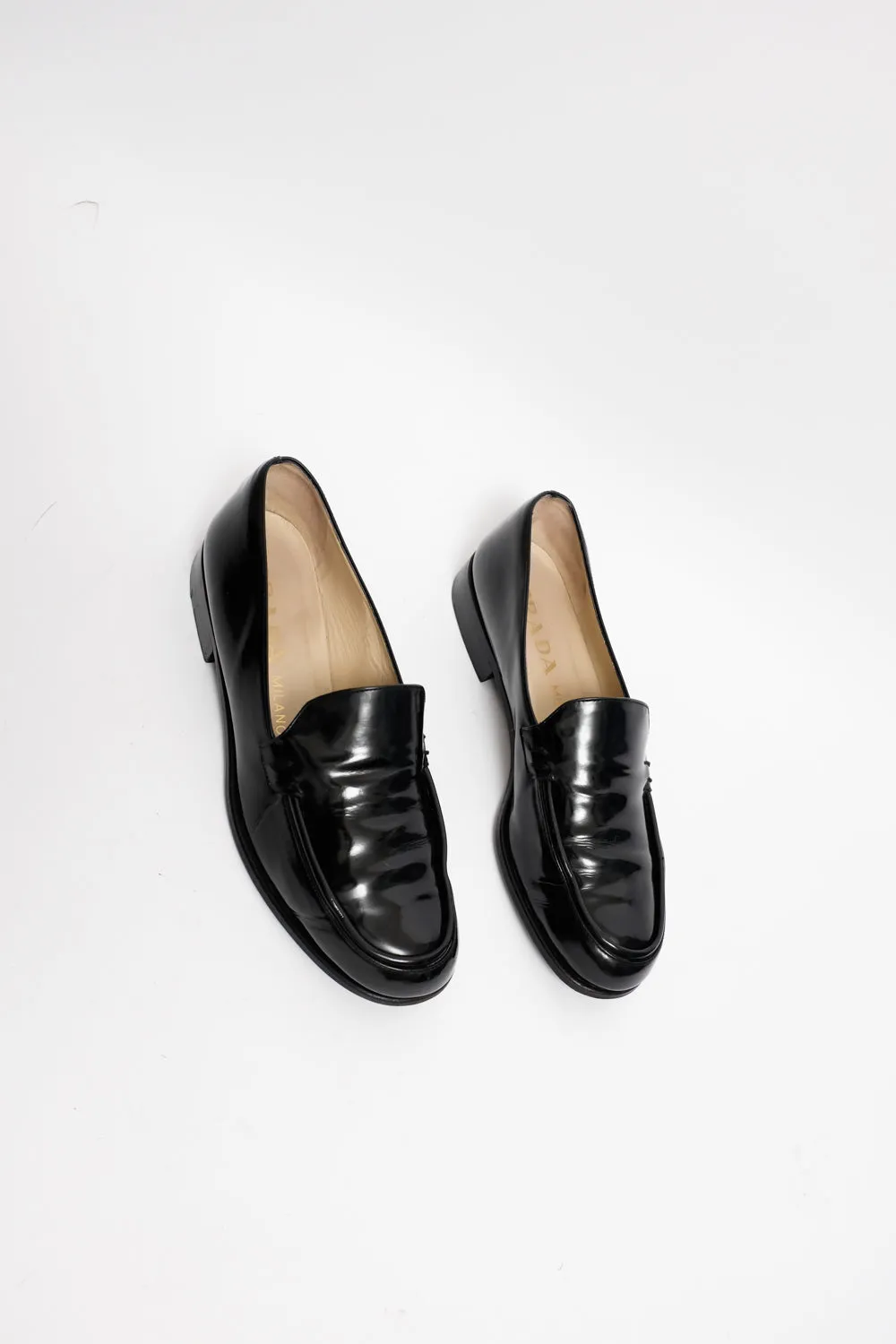 PRADA VINTAGE 40 41 LEATHER PENNY LOAFER