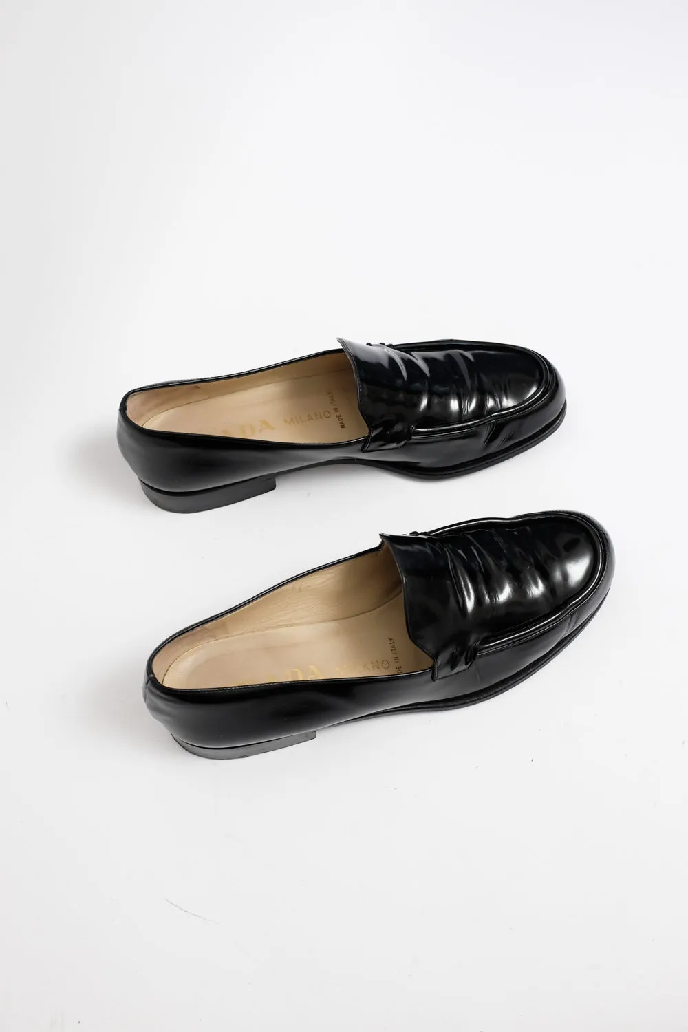 PRADA VINTAGE 40 41 LEATHER PENNY LOAFER