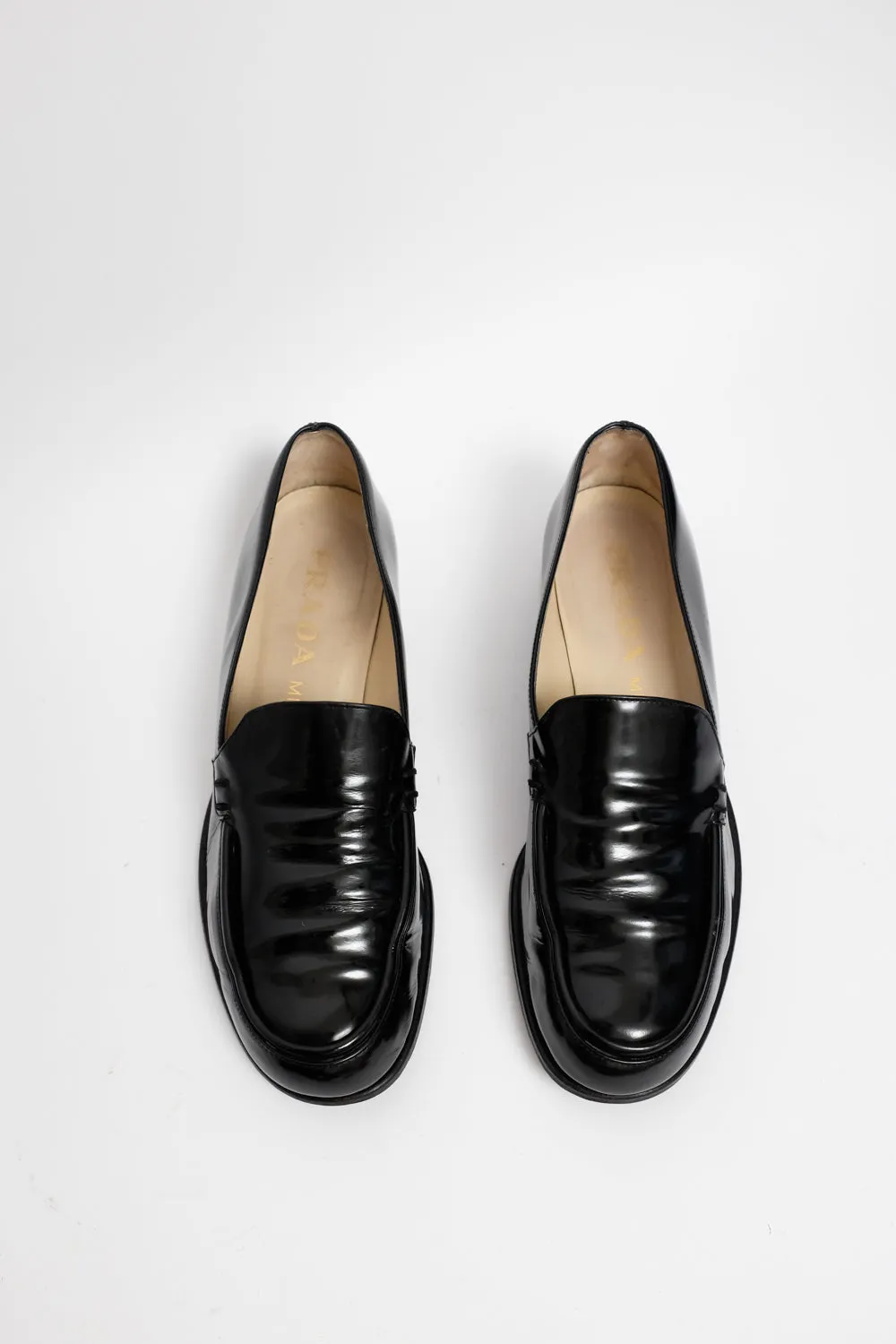 PRADA VINTAGE 40 41 LEATHER PENNY LOAFER