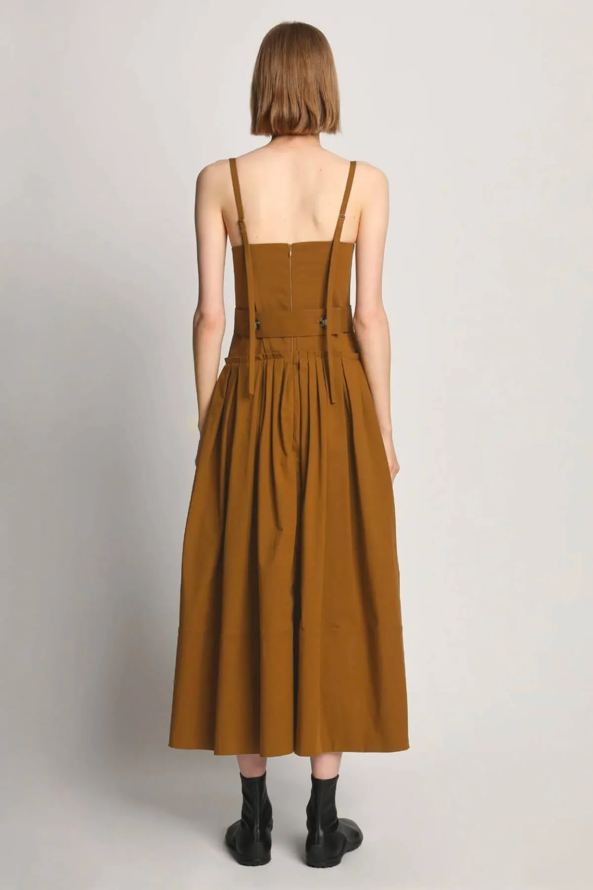 Proenza Schouler Poplin Bustier Midi Dress - Tobacco