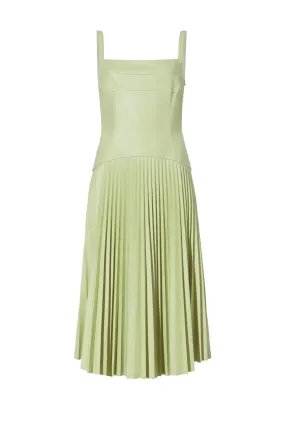 Proenza Schouler White Label Drop Waist Faux Leather Dress - Green Tea