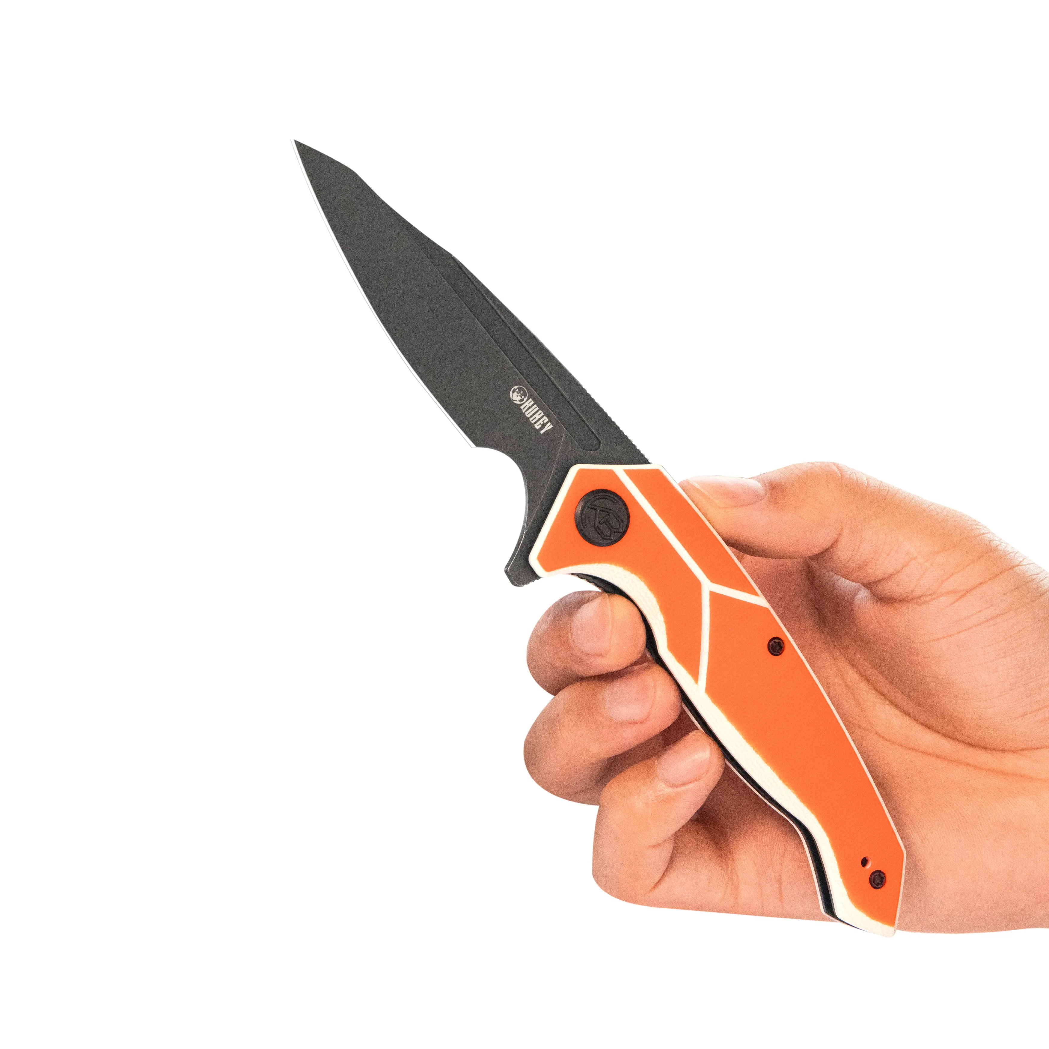 RBC-1 Outdoor Flipper Knife Orange White G10 Handle 3.46 Blackwash 14C28N KU373B