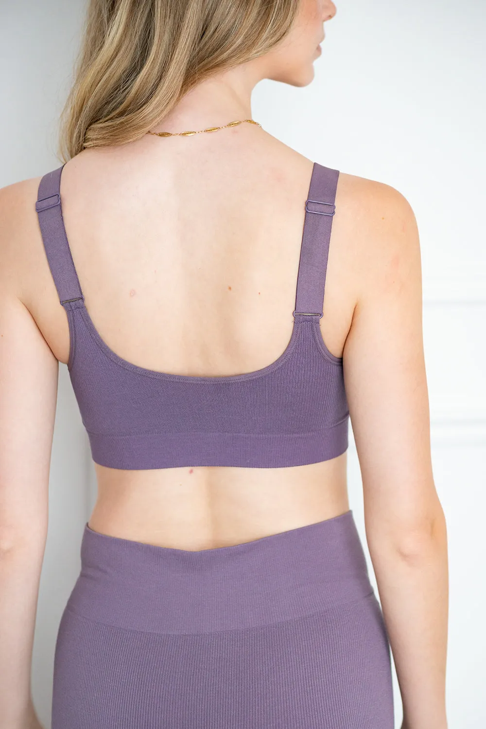 Ribbed Contour Bamboo Bralette - Dusty Purple