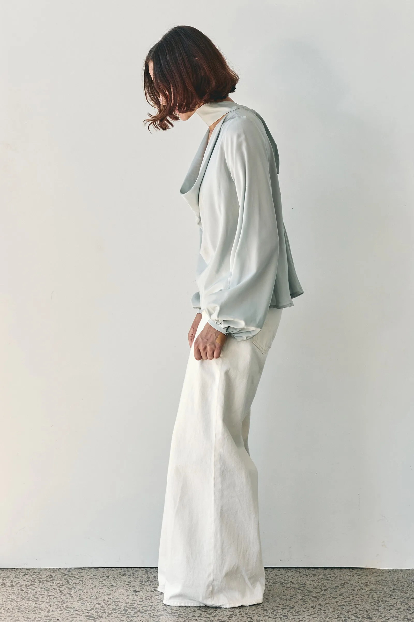 Scarf Neck Blouse in Cloud