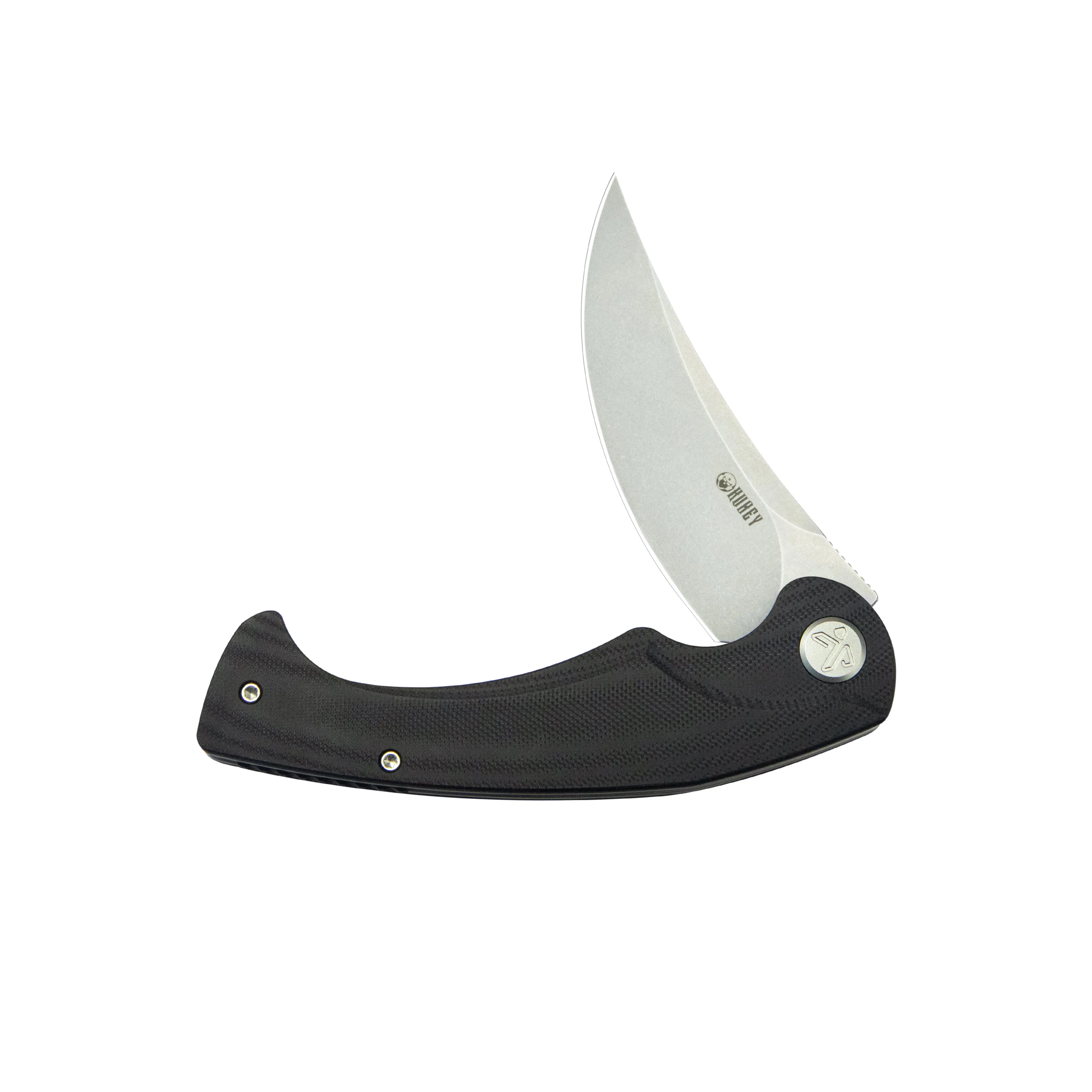 Scimitar Liner Lock Folding Knife Black G10 Handle 3.46 Beadblast 14C28N KU173K