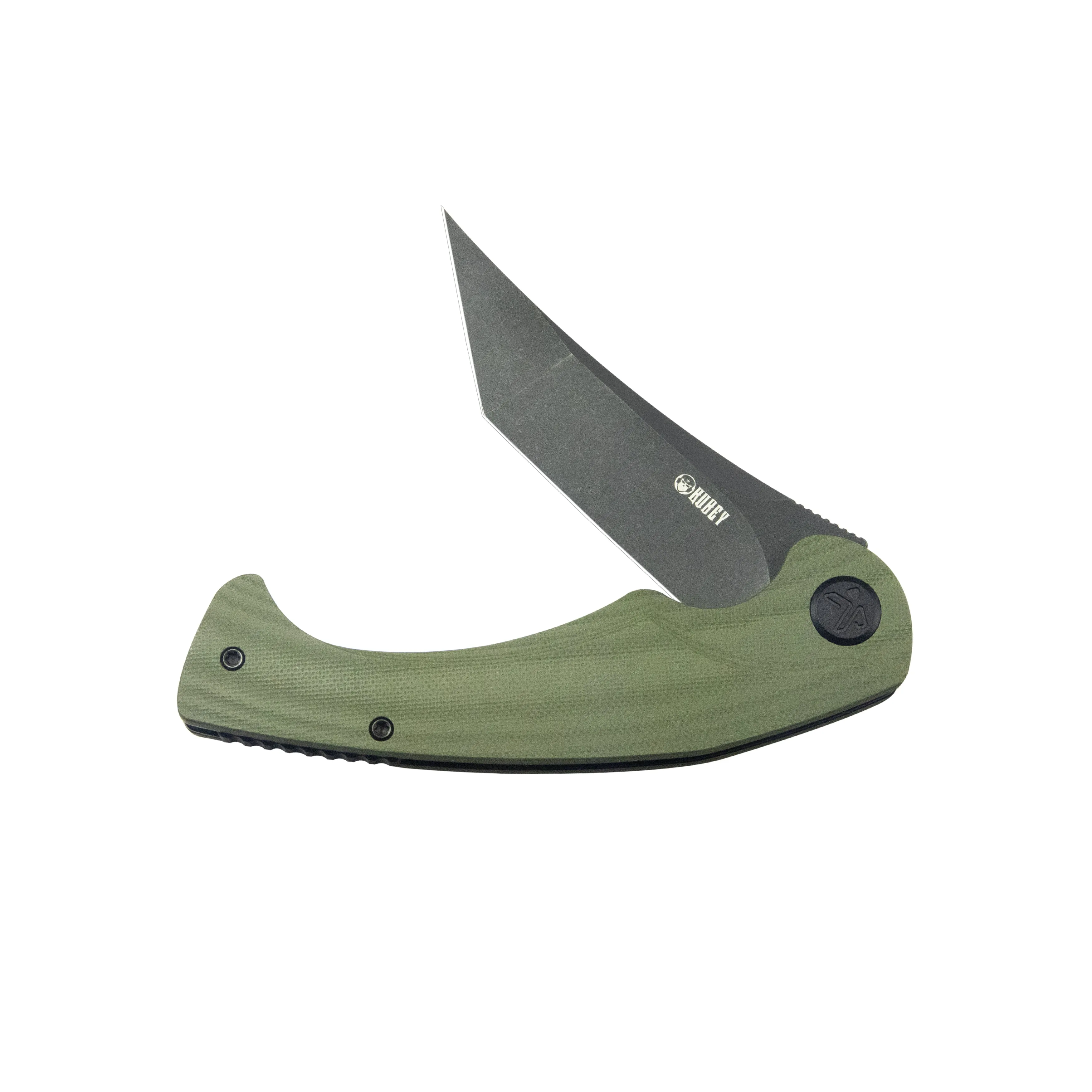 Scimitar Tanto Liner Lock Hunting Folding Knife Green G10 Handle 3.46 Blackwash 14C28N KU175B