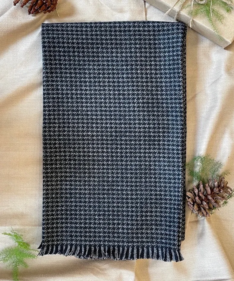 Slate Black Barleycorn Tweed Scarf